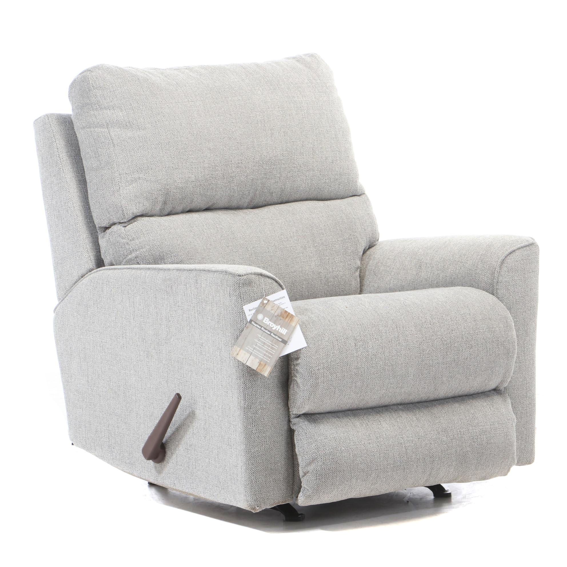 Broyhill "Naples" Upholstered Pillow Back Rocker Recliner Arm Chair