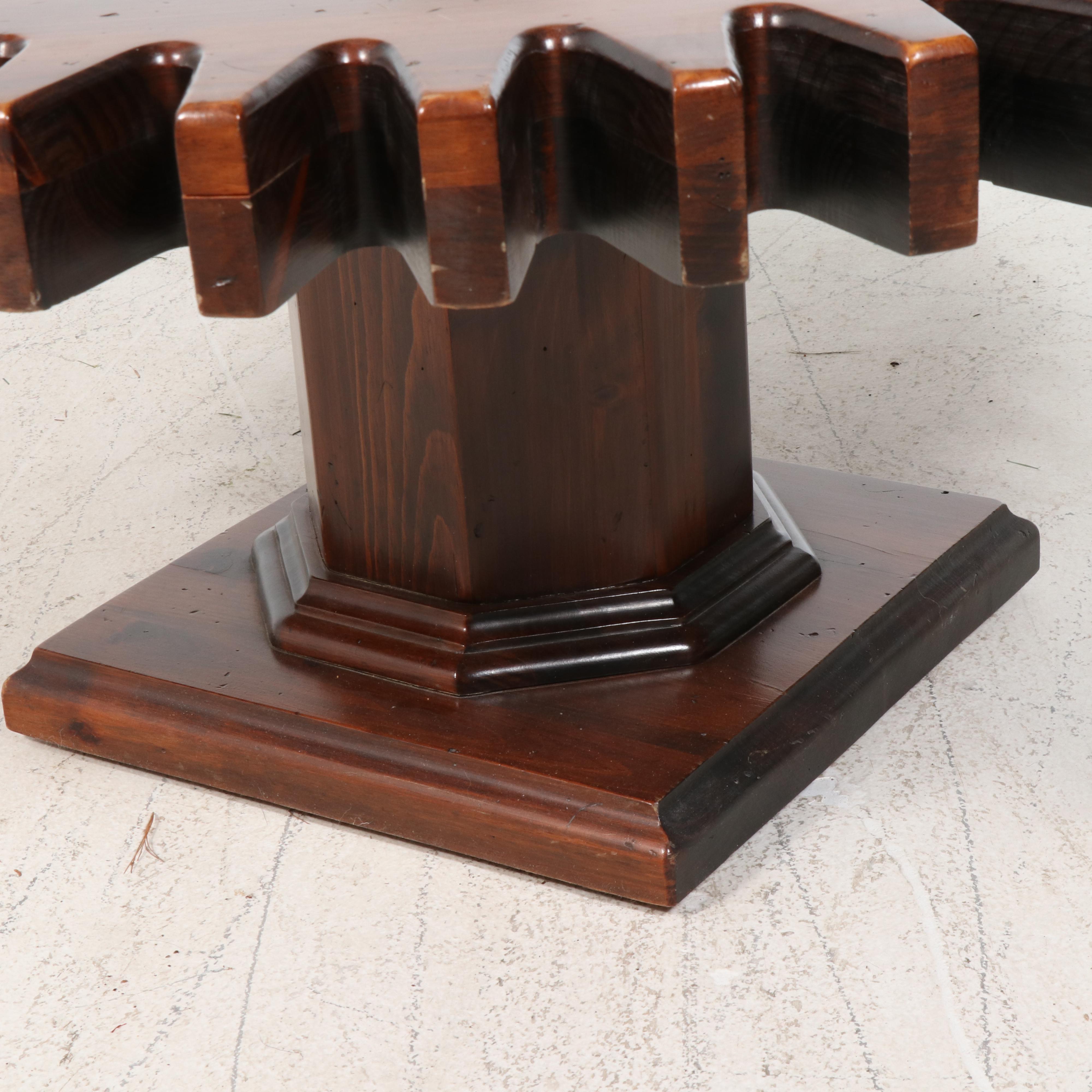 Ethan Allen Rotating Gear Pine Coffee Table, Late 20th Century