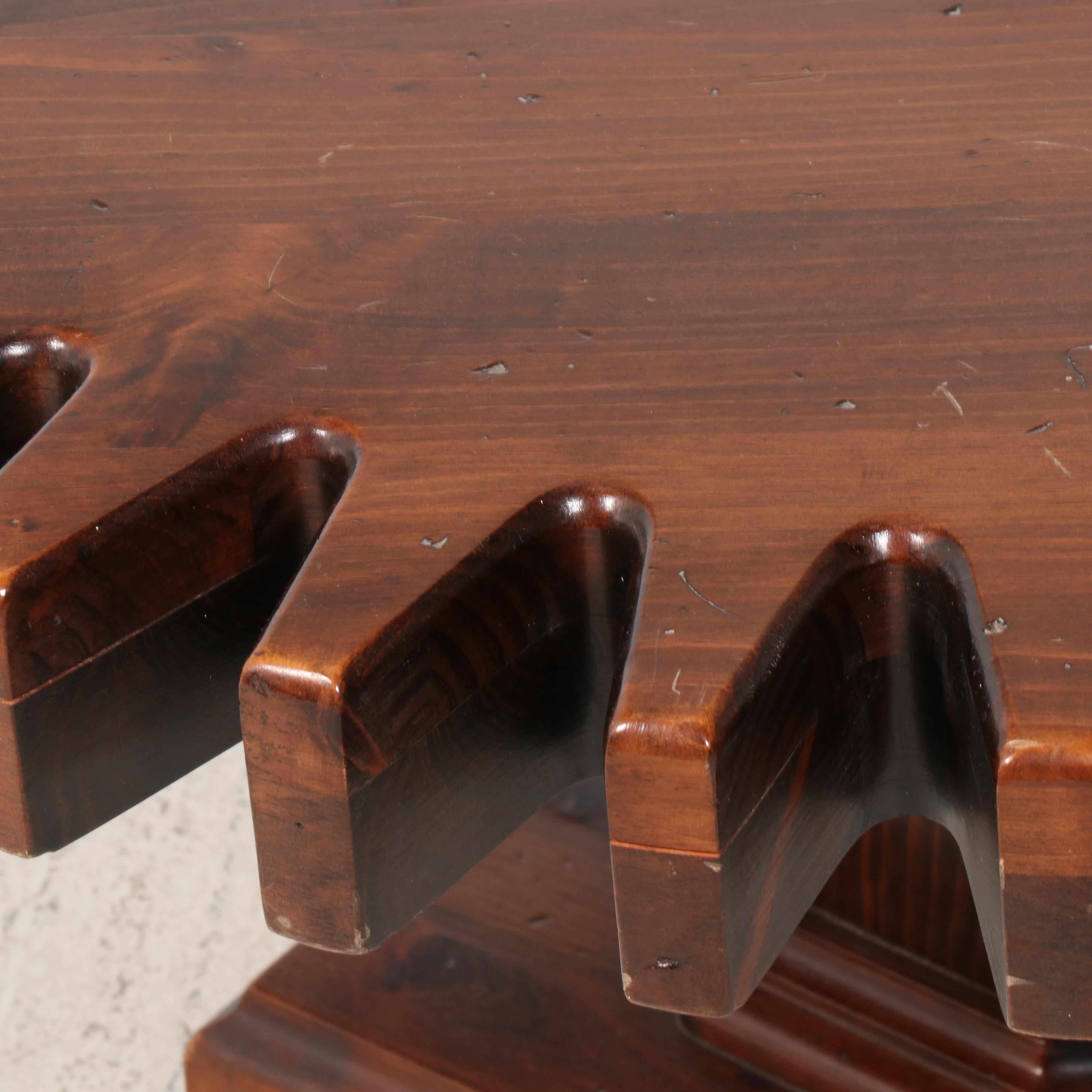 Ethan Allen Rotating Gear Pine Coffee Table, Late 20th Century