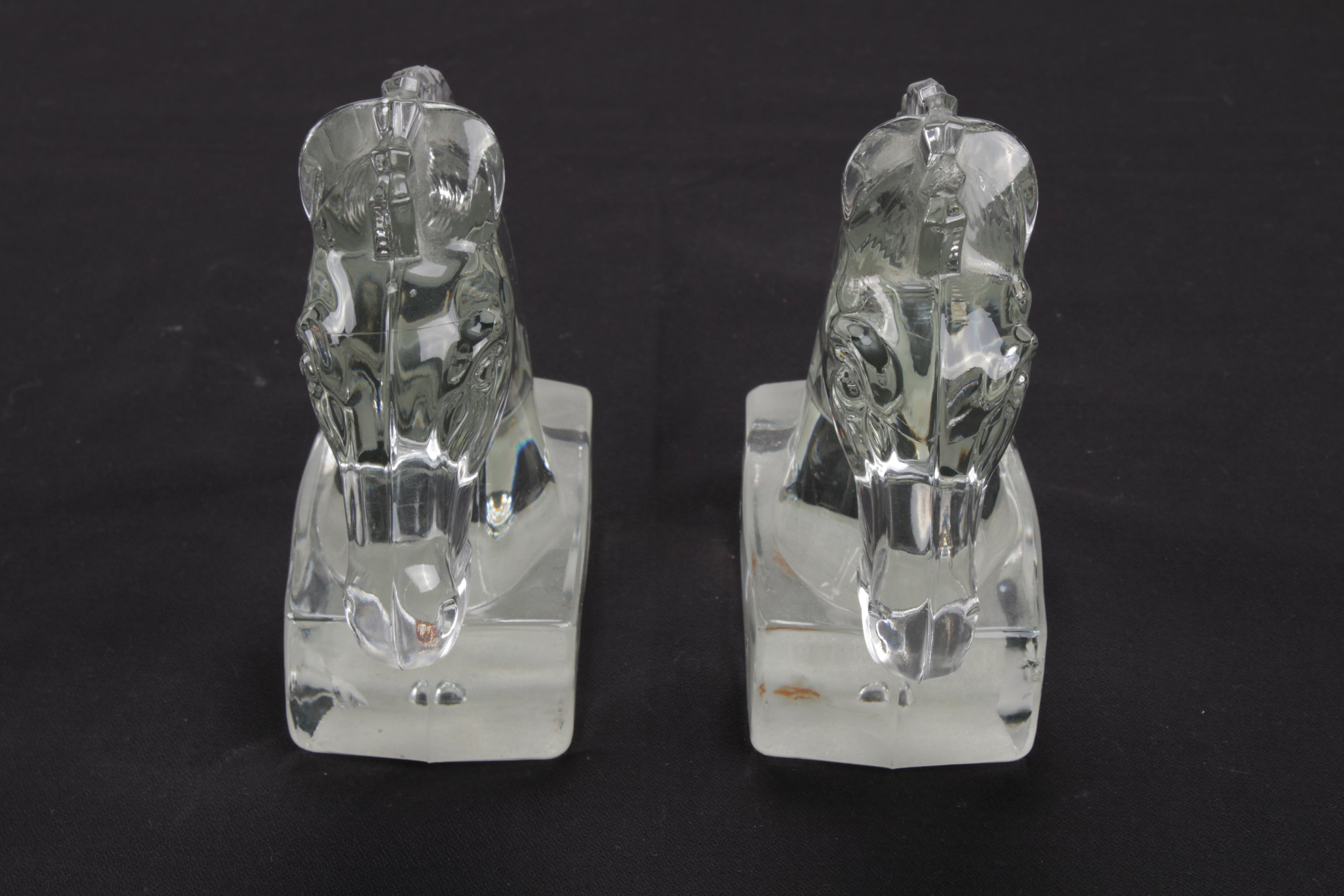 Heisey Leaded Glass Horse Head Bookends