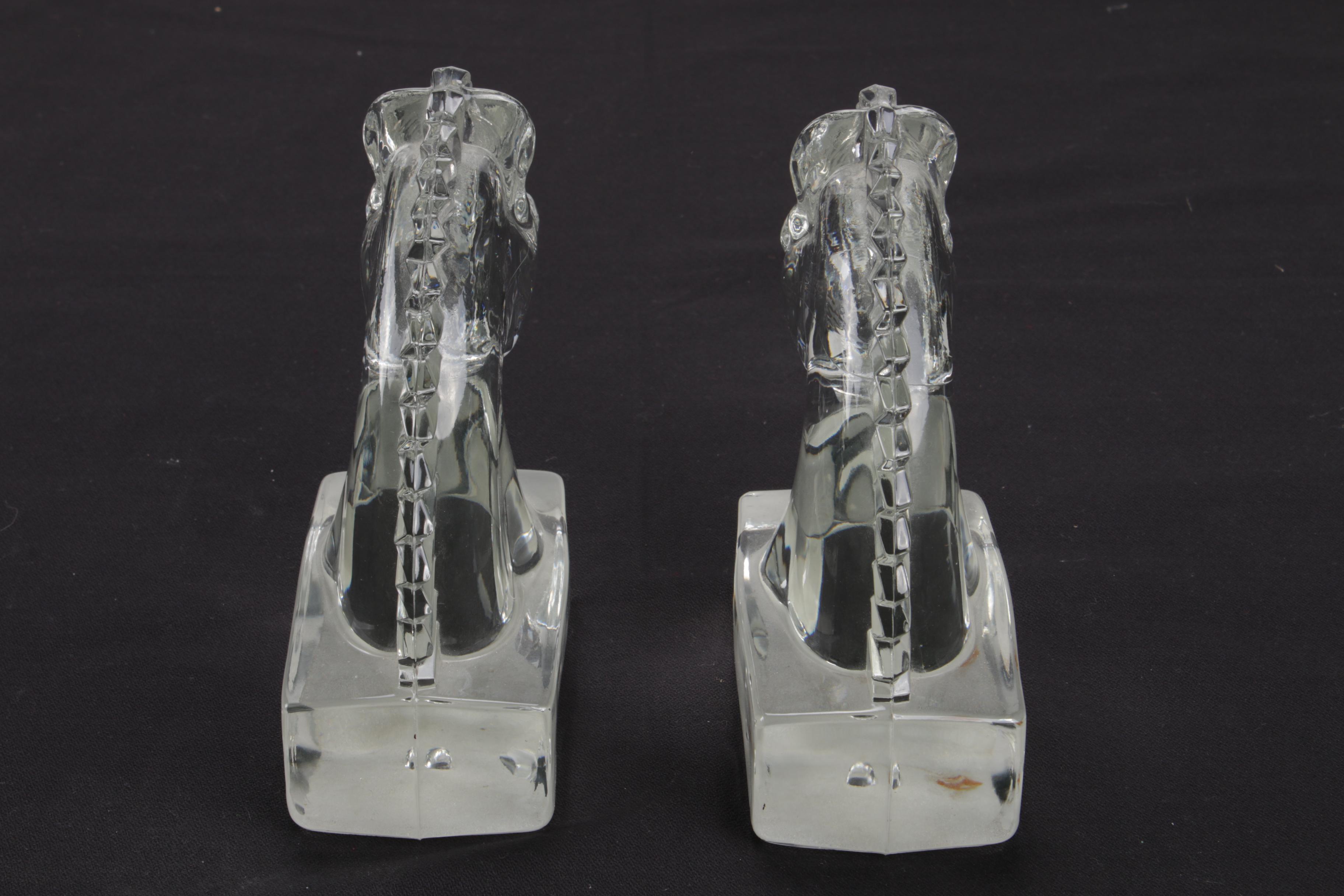 Heisey Leaded Glass Horse Head Bookends