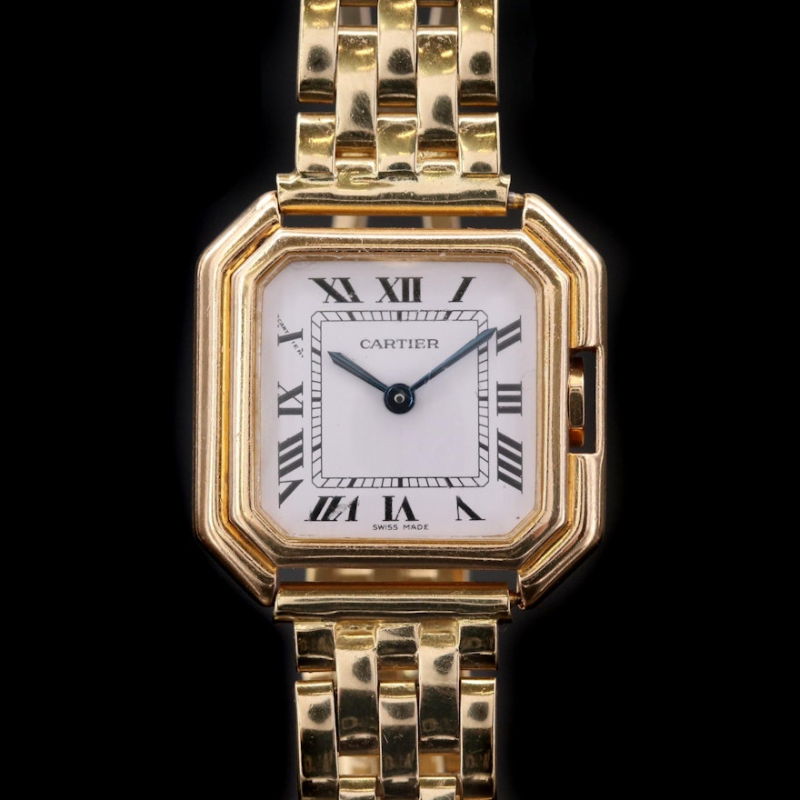 18K Gold Cartier Ceinture Wristwatch, Vintage