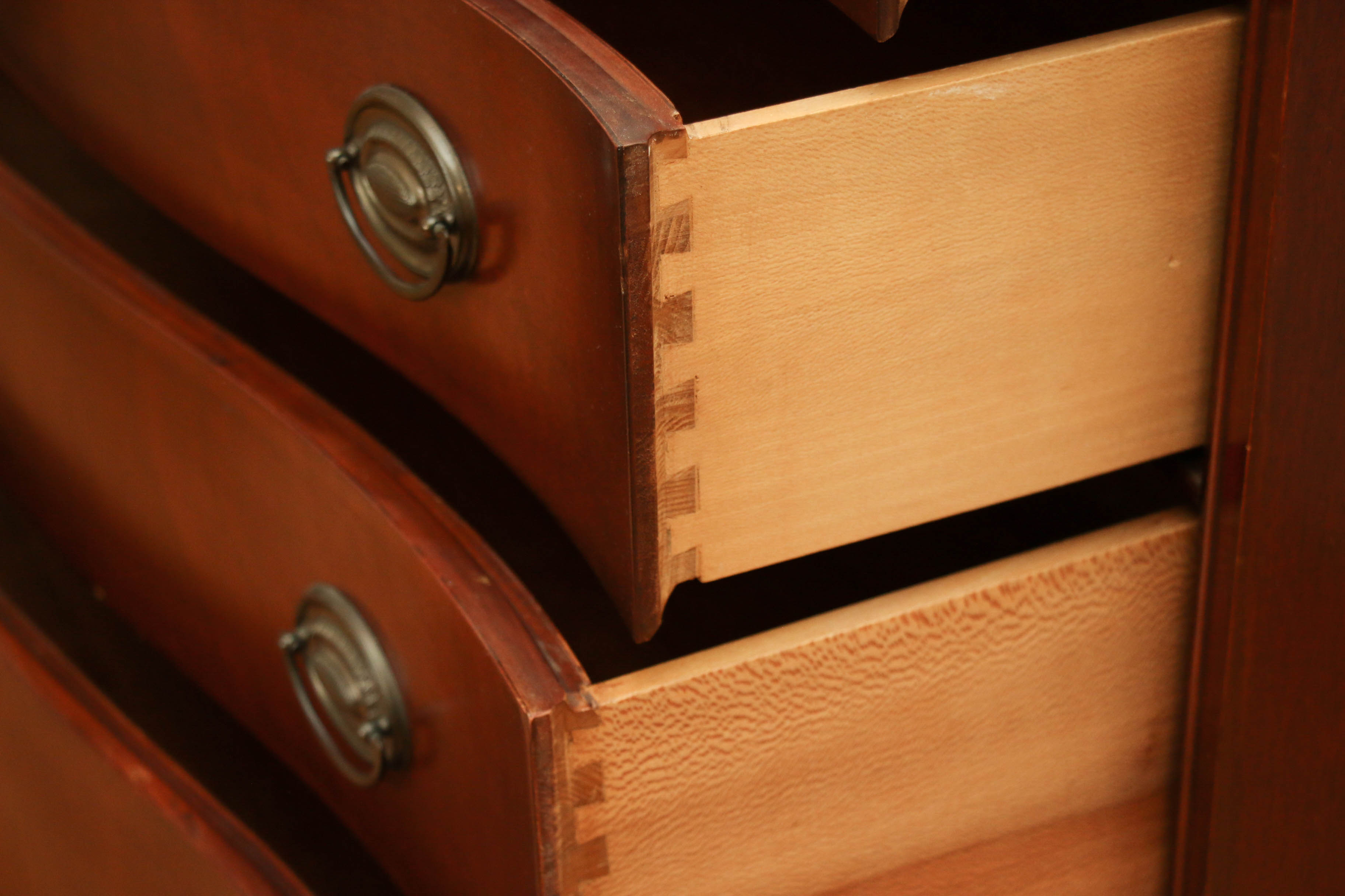 Morganton Furniture Co. Bow Front Dresser and Mirror, Mid-20th Century
