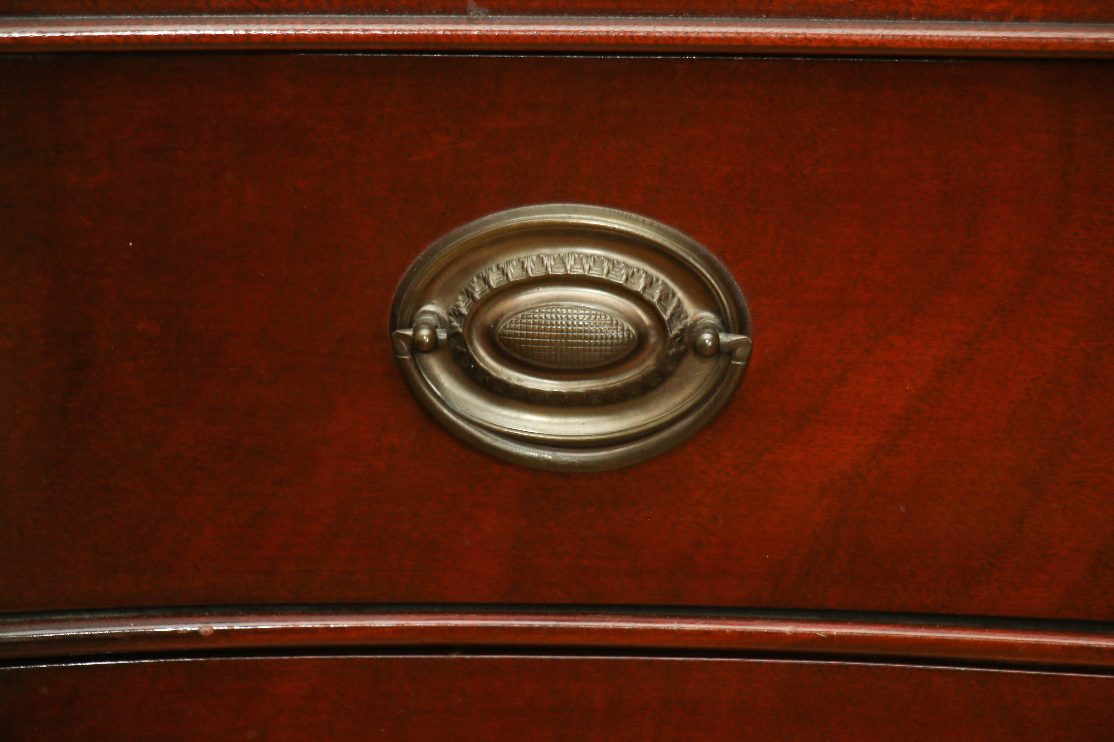 Morganton Furniture Co. Bow Front Dresser and Mirror, Mid-20th Century