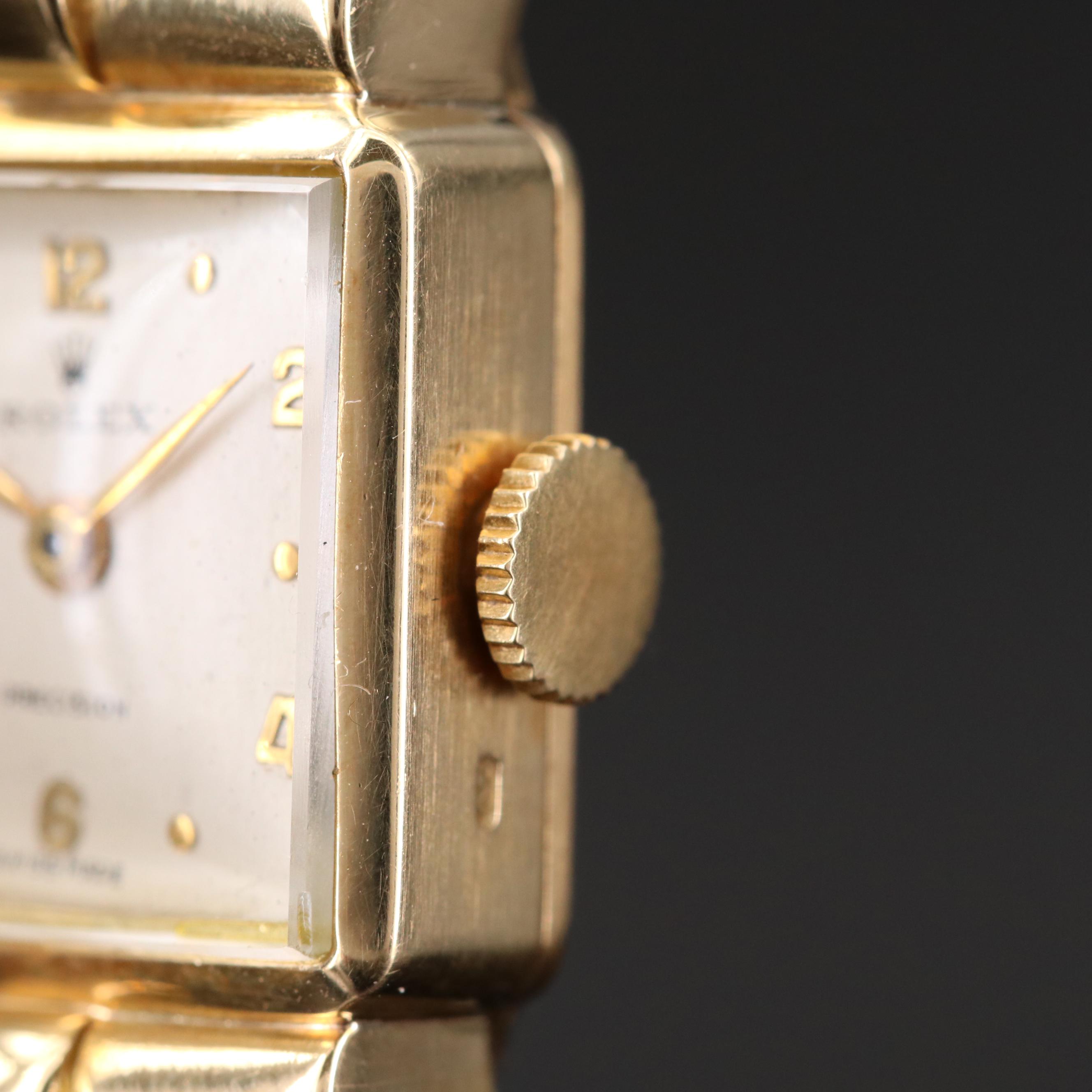 Rolex Precision 18K Gold Stem Wind Watch, Vintage