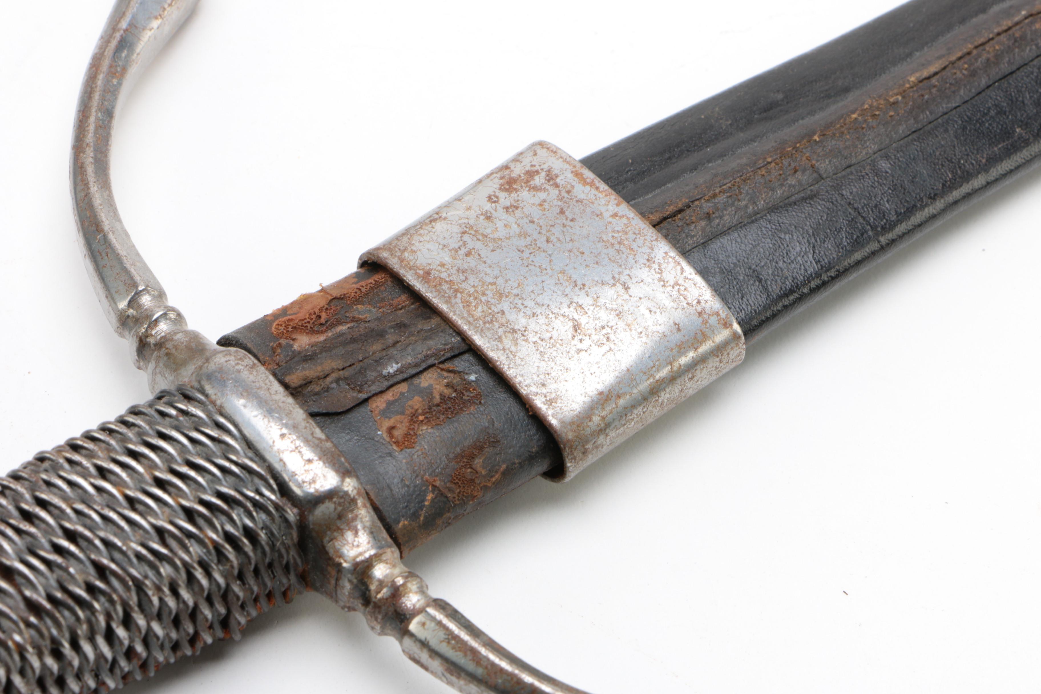 French Medieval Replica Dagger or Short Swords with Wired Hilts and Scabbards