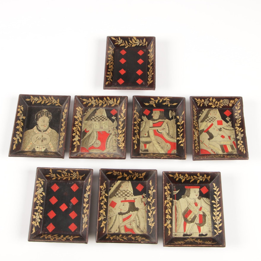 Set of Eight Chinese Lacquerware Gaming Counter Dishes