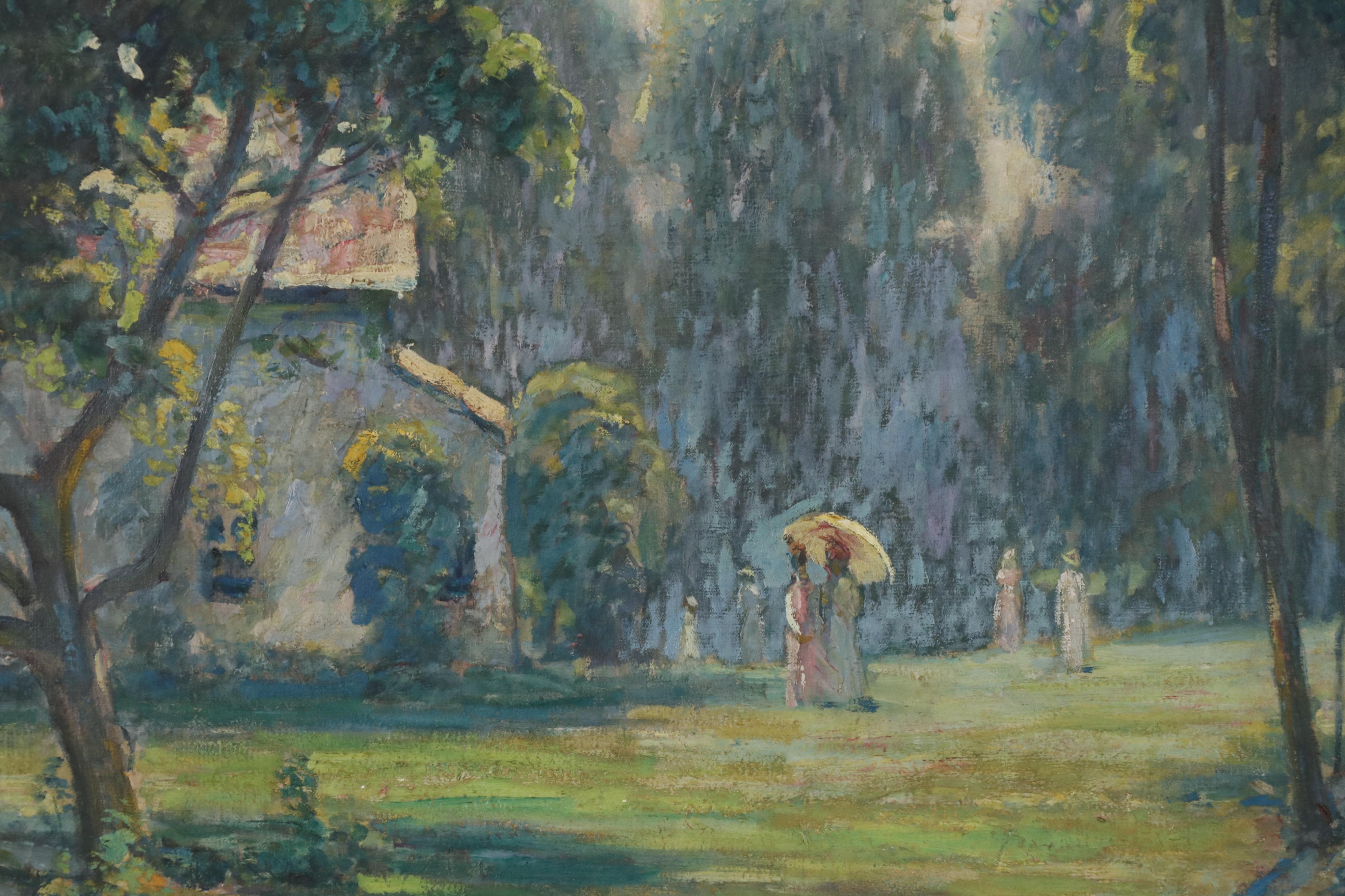 Howard Hildebrandt Oil Painting of Figures in Landscape "Contentment"