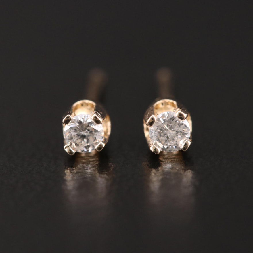 14K Yellow Gold 0.10 CTW Diamond Solitaire Earrings