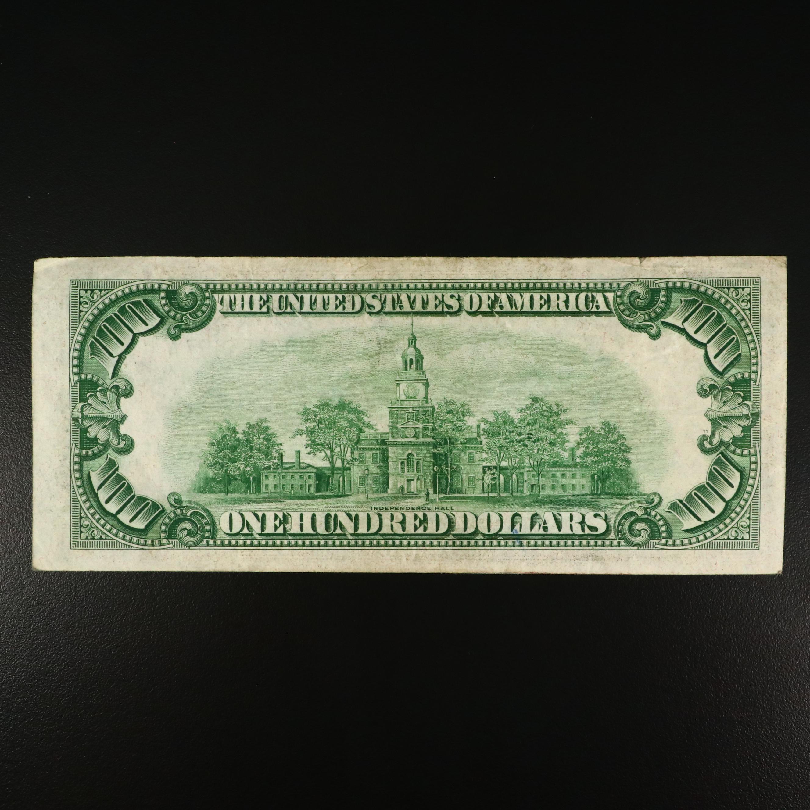 Series of 1934 B $100 Federal Reserve Julian/Morgenthau Note with Green Seal