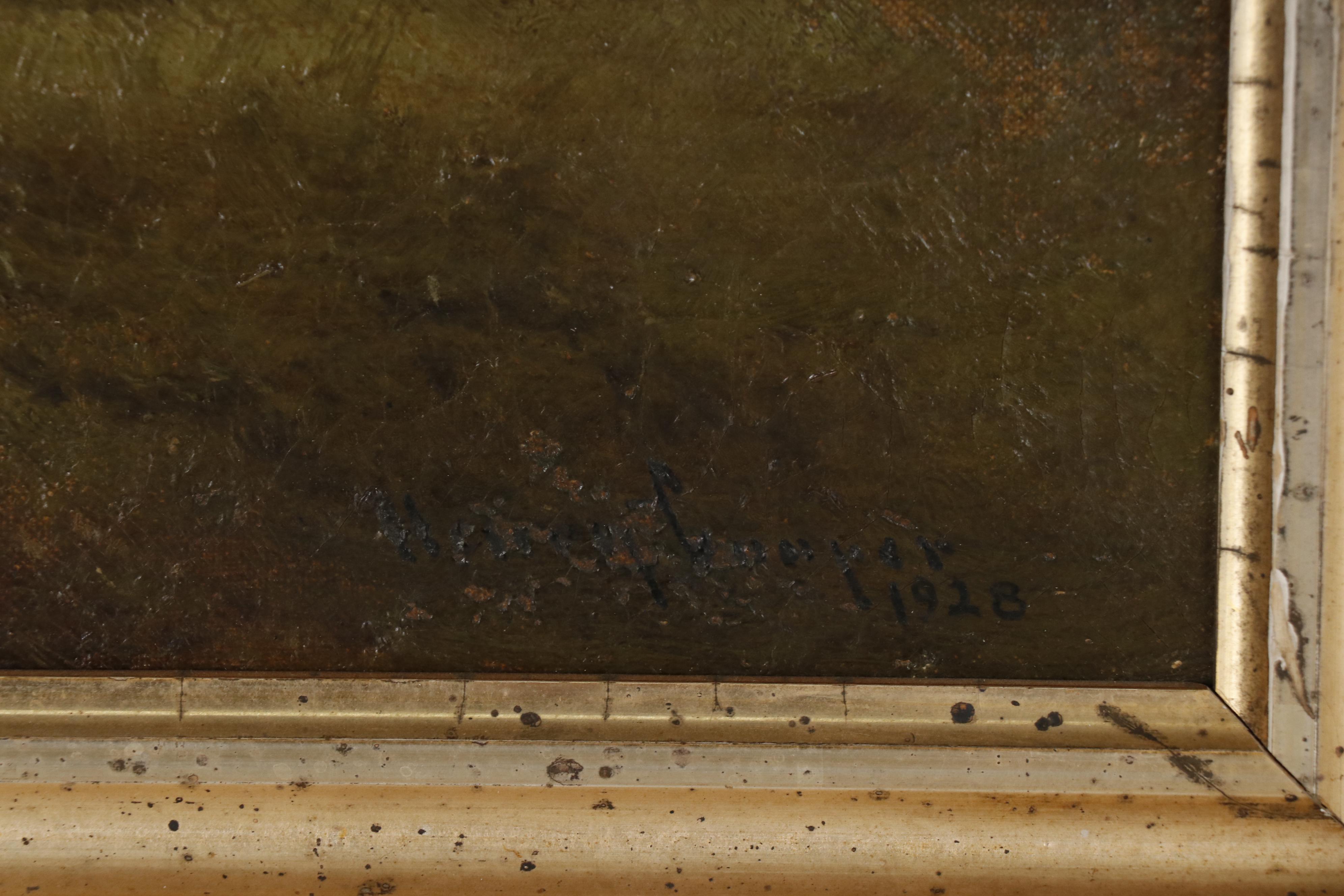 Henry Cooper Oil Painting of Figures in Landscape, 1928