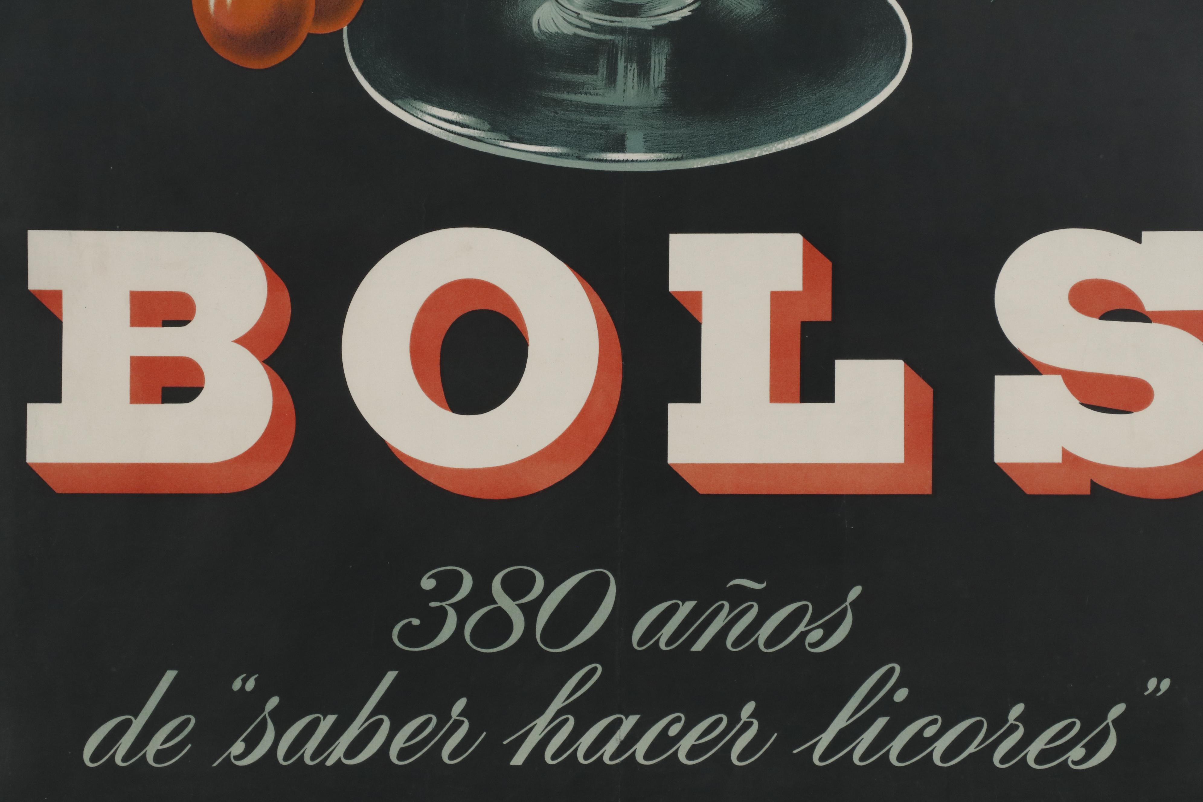 Bols Spirits Lithographic Advertising Poster, Mid-20th Century