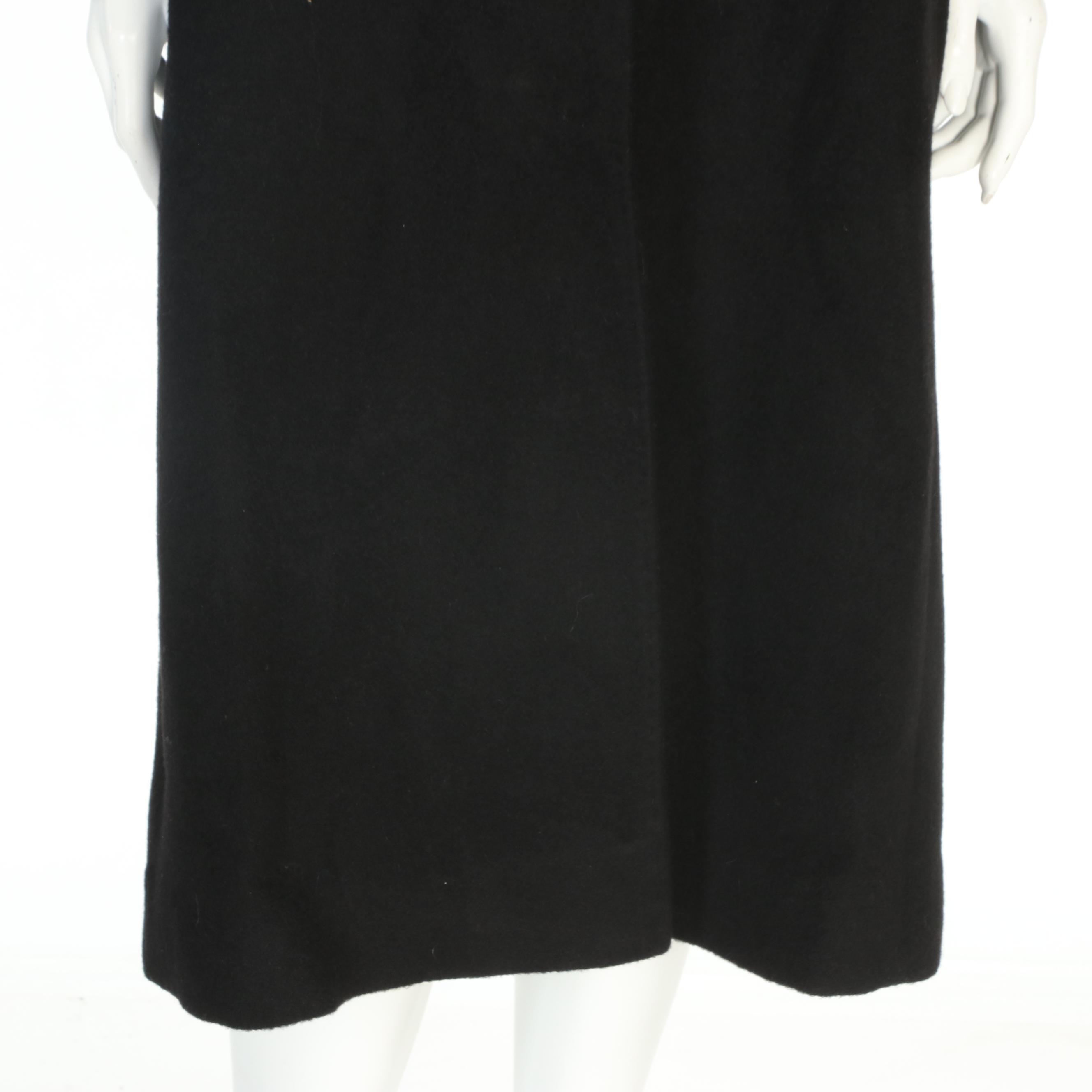 Saks Fifth Avenue Collection Black Fleurette Camel Hair and Chinchilla Fur Coat