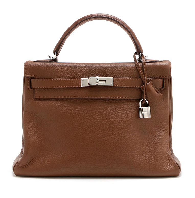 Hermès Paris Kelly Amazone 32 Marron d'Inde Brown Clemence Leather Bag