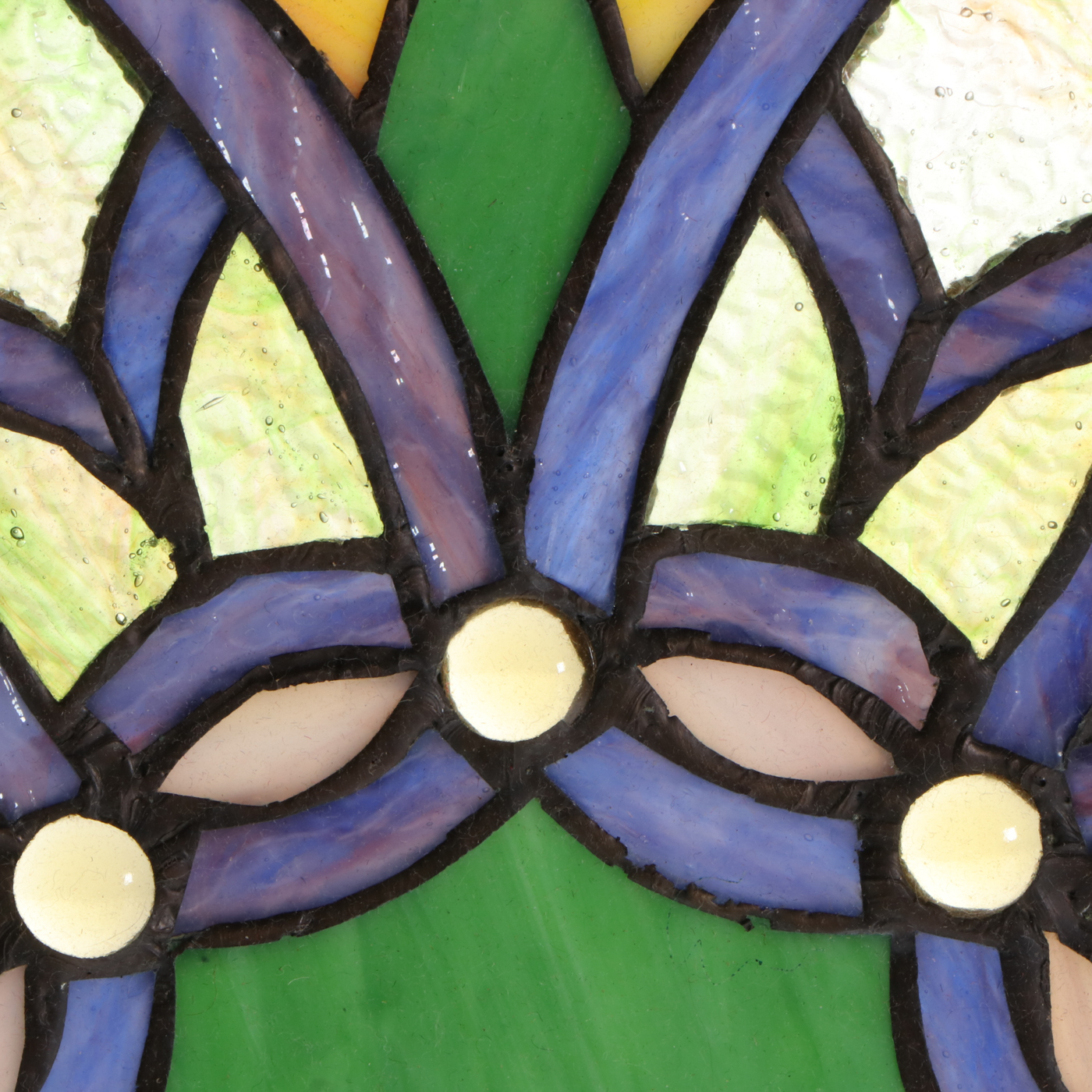 Framed Stained Glass Window with Woven Cable Border, Late 20th Century