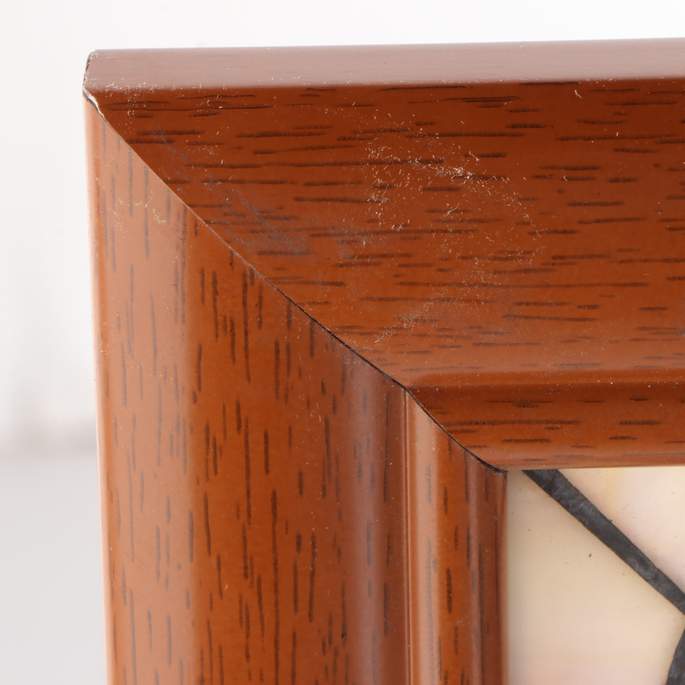 Framed Stained Glass Window with Woven Cable Border, Late 20th Century