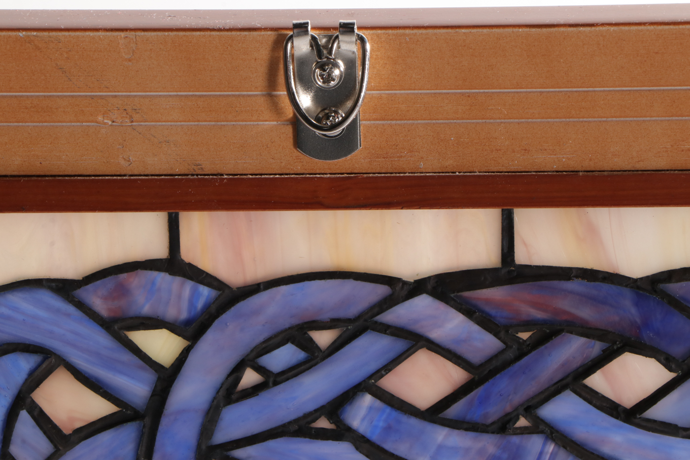 Framed Stained Glass Window with Woven Cable Border, Late 20th Century