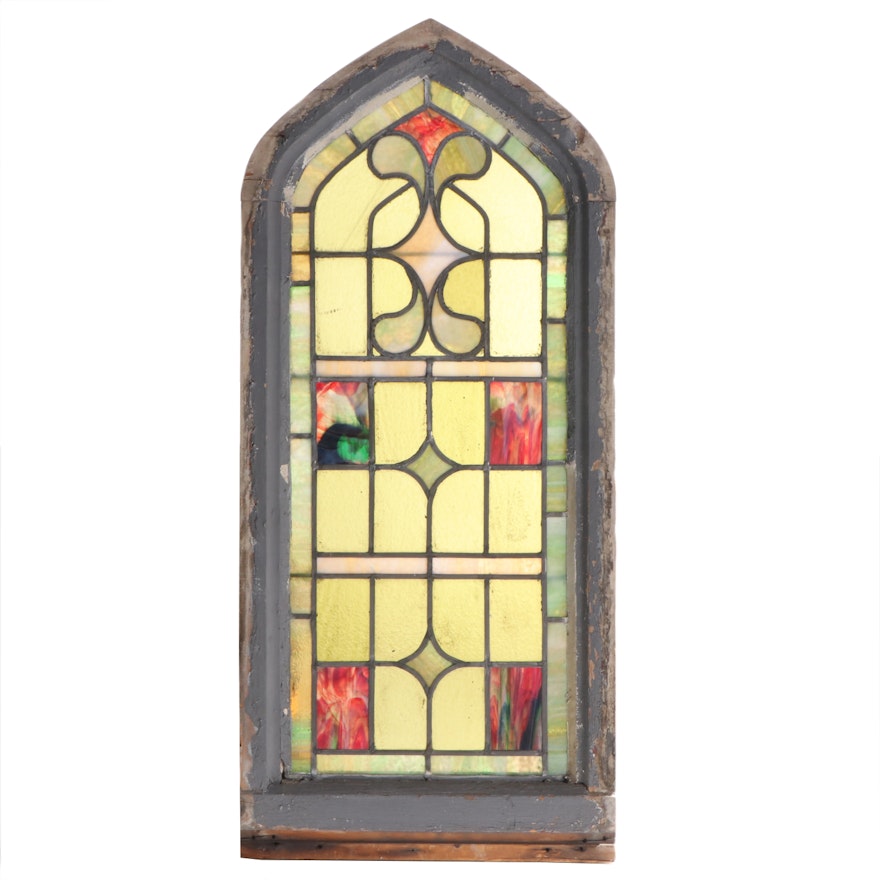 Pointed-Arch Stained Glass Window, Early 20th Century
