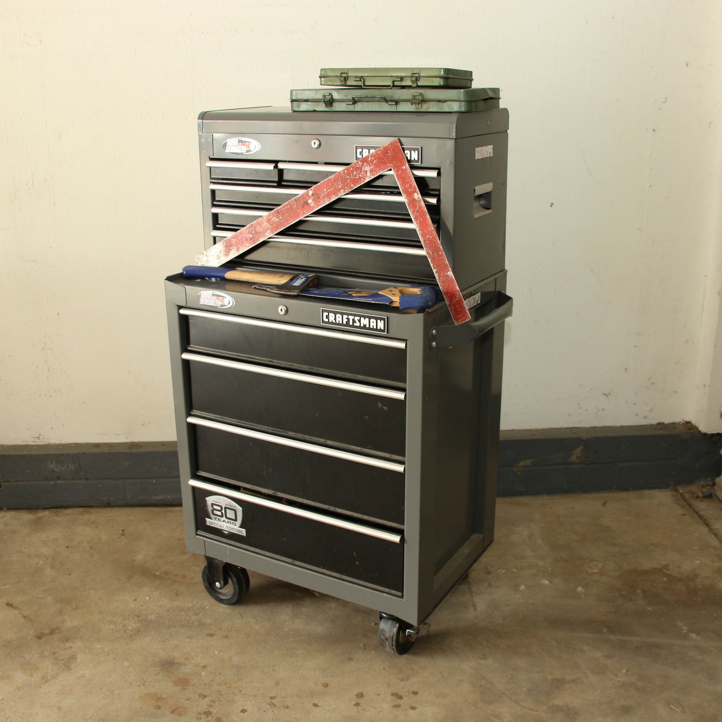 Craftsman "Ball Bearing" Steel Rolling Tool Cabinet with Top Chest and More