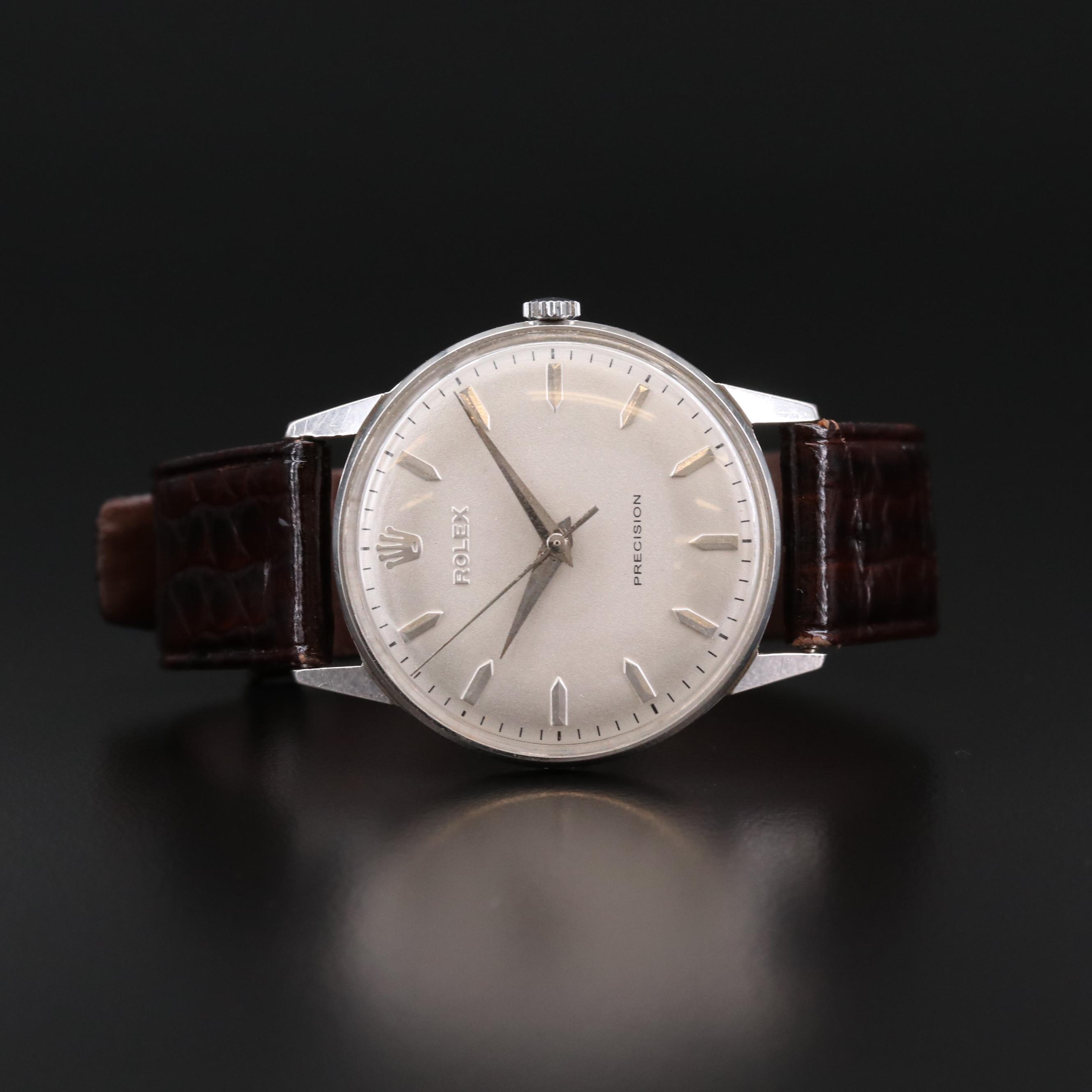 Stainless Steel Rolex Precision Stem Wind Watch