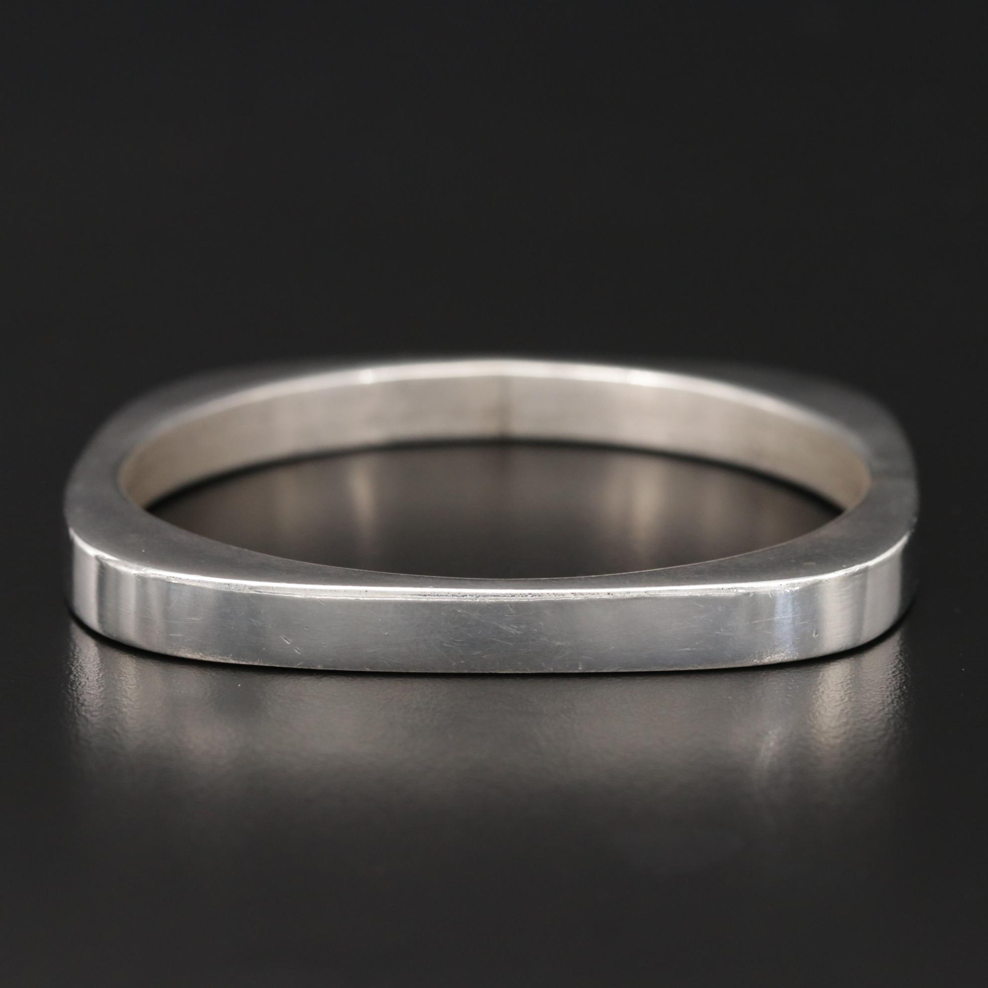 Mexican Sterling Silver Hollow Formed Geometric Bangle Bracelet