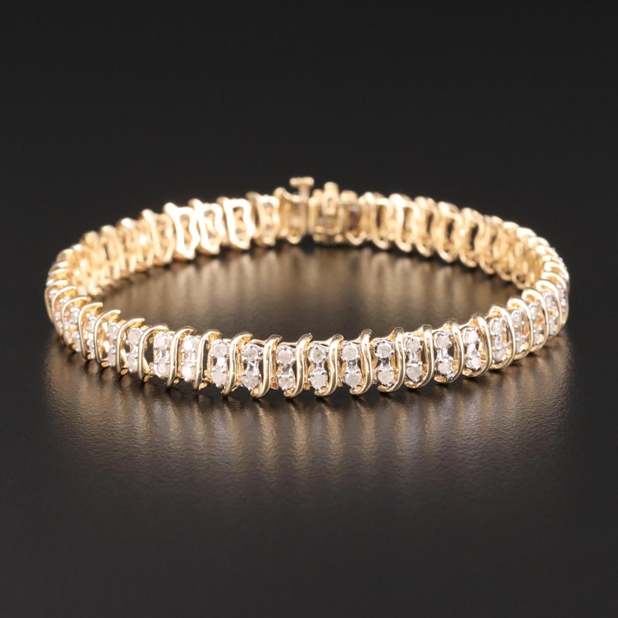 10K Yellow Gold 2.47 CTW Diamond "S" Link Bracelet