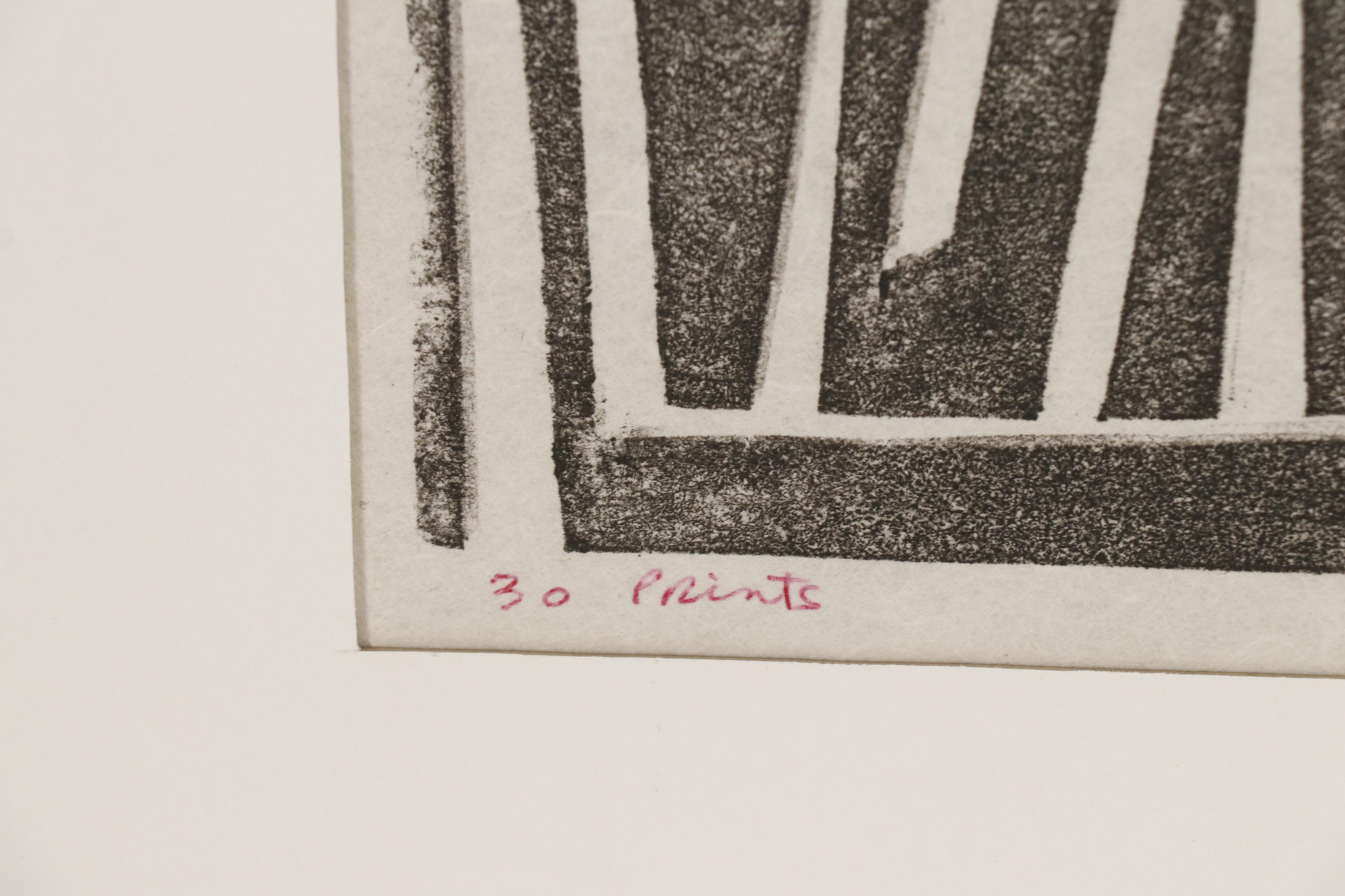 Leonard Maurer Woodcut of Kneeling Female Nude, 1961