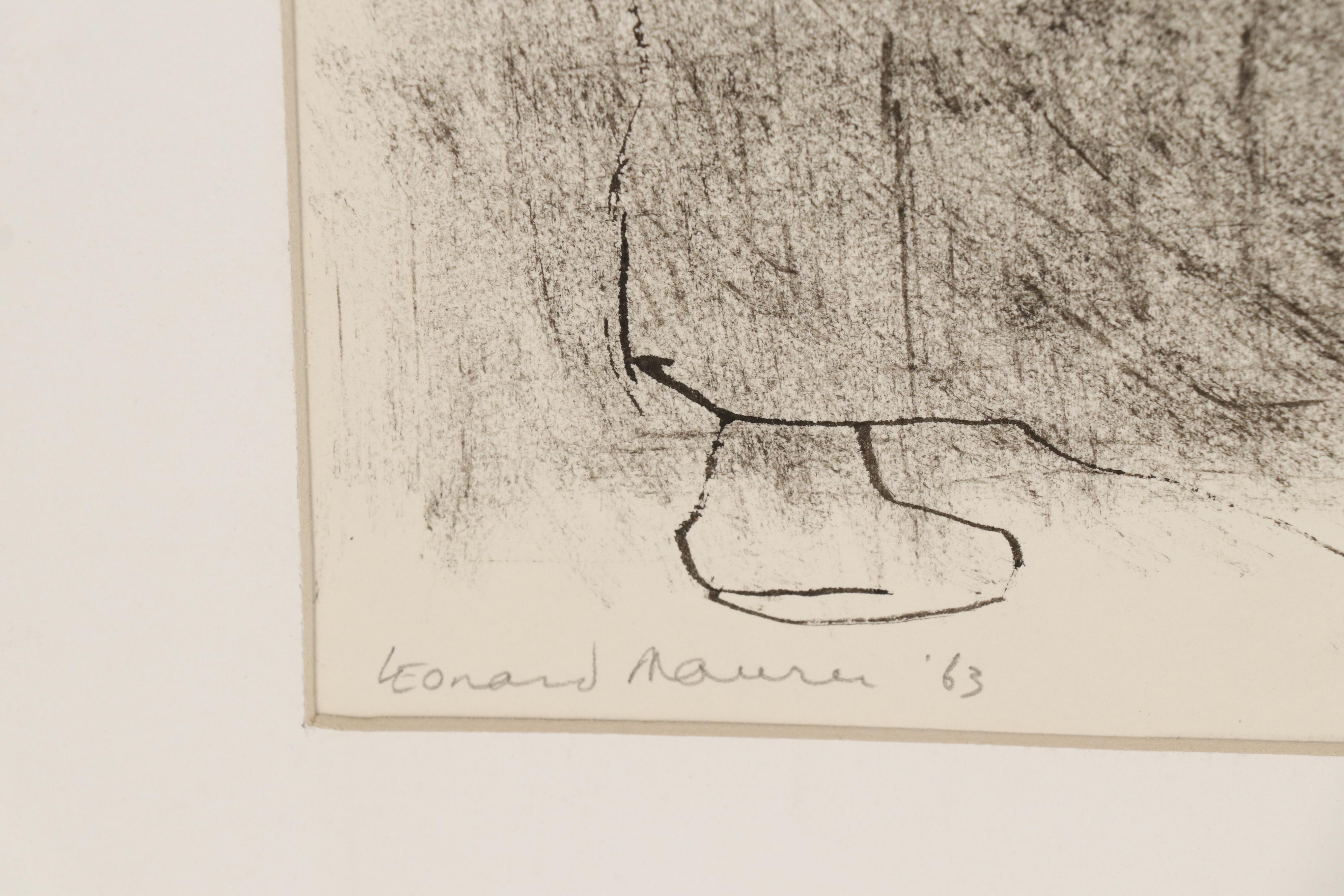 Leonard Maurer Figural Ink Drawing, 1963