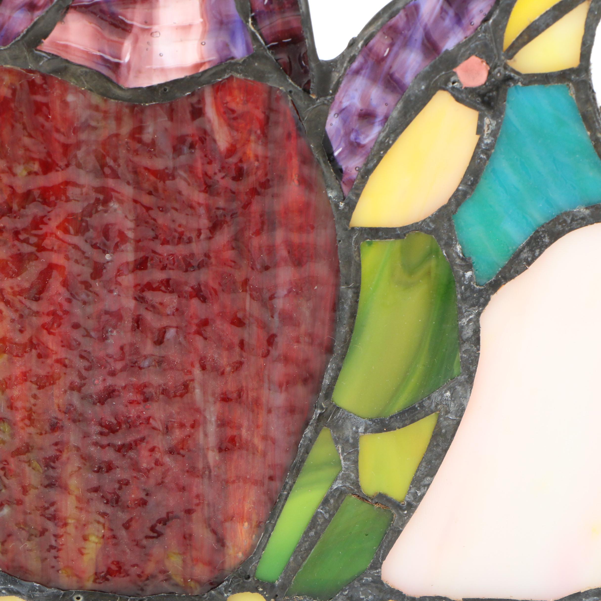 Stained Glass Birds on Branch Hanging Panel