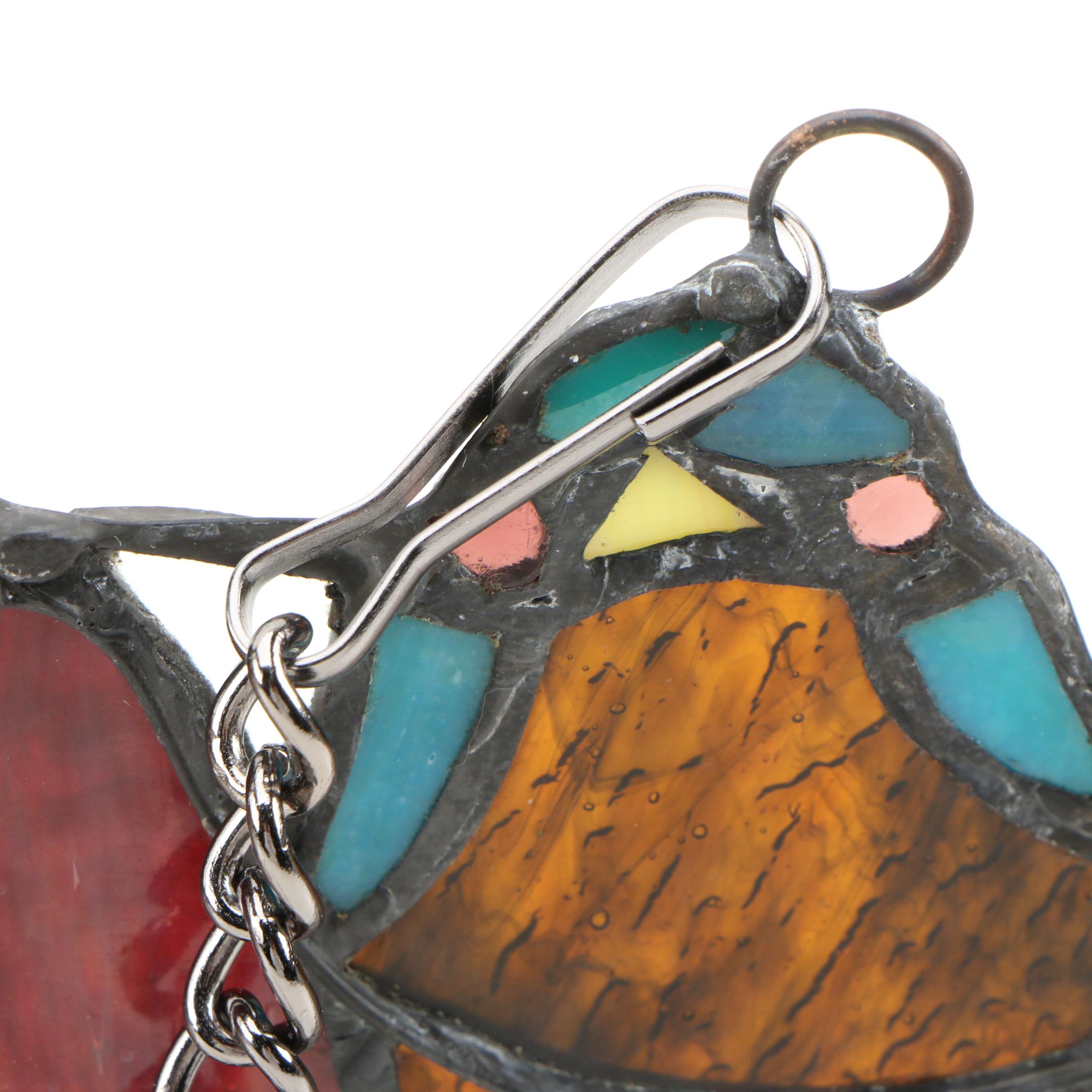 Stained Glass Birds on Branch Hanging Panel