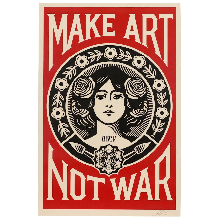Shepard Fairey Offset Print "Make Art Not War"