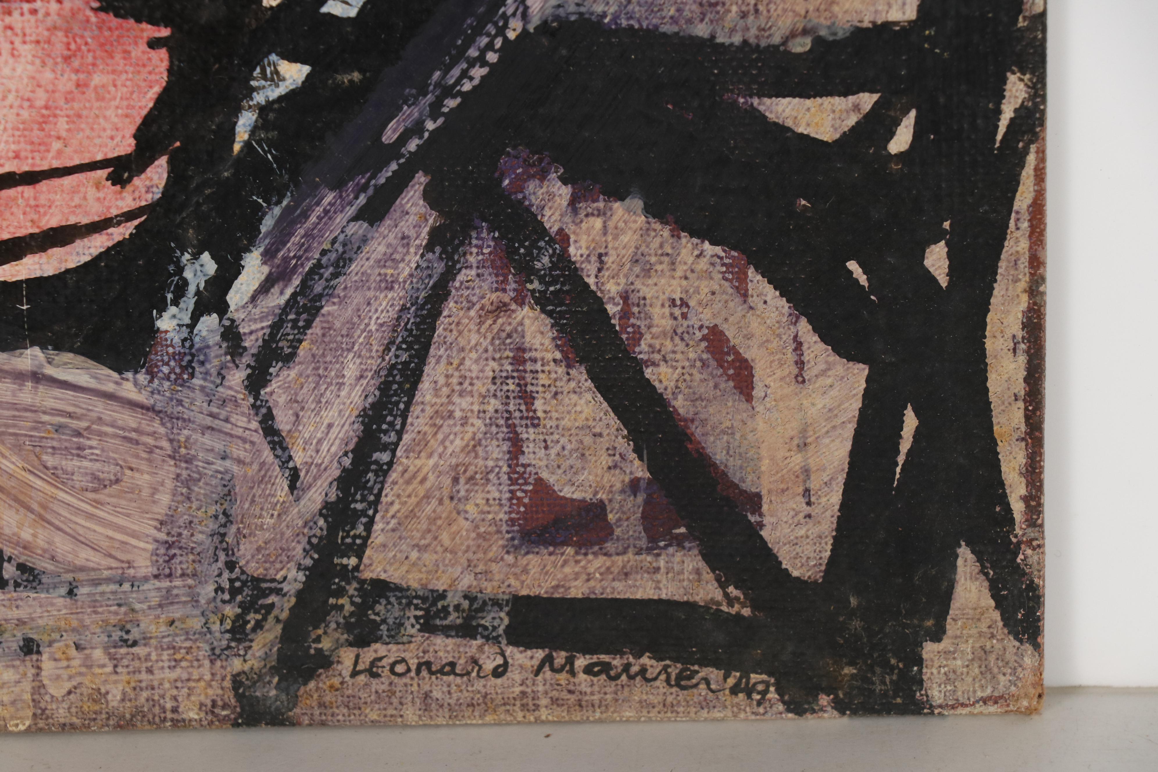 Leonard Maurer Abstract Oil Painting, 1949