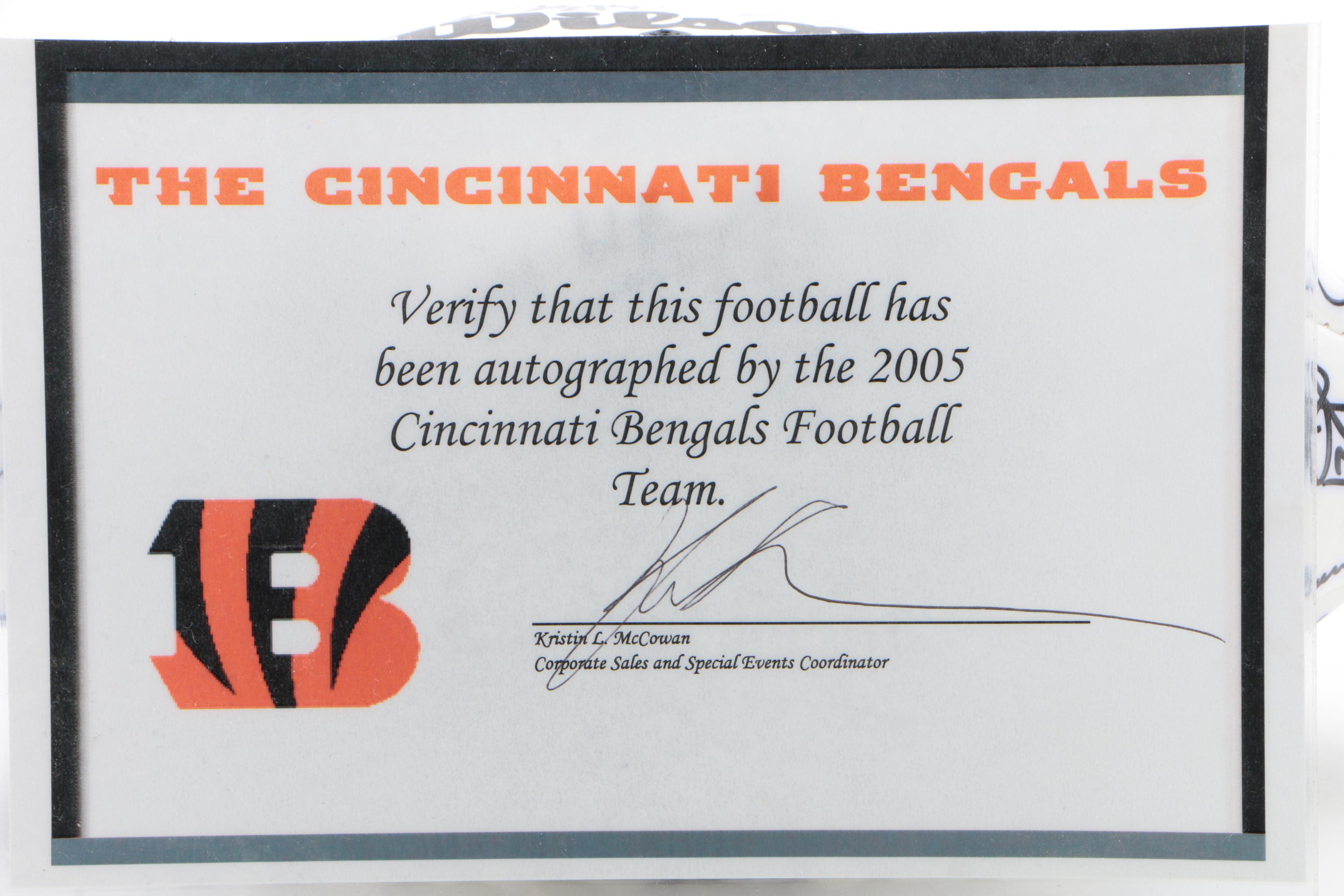 2005 Cincinnati Bengals Signed NFL Wilson Football with COA From Team