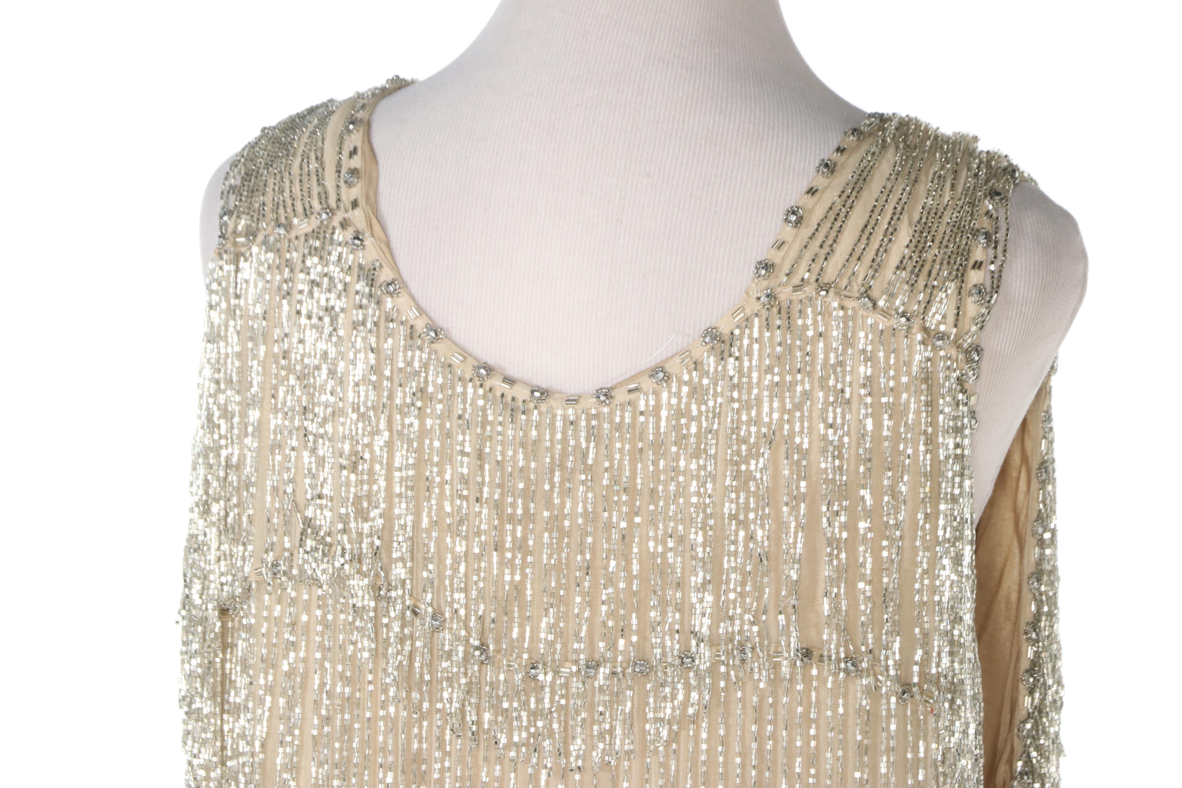 J. Peterman 1927 Party Dress in Silk with Silver Beading