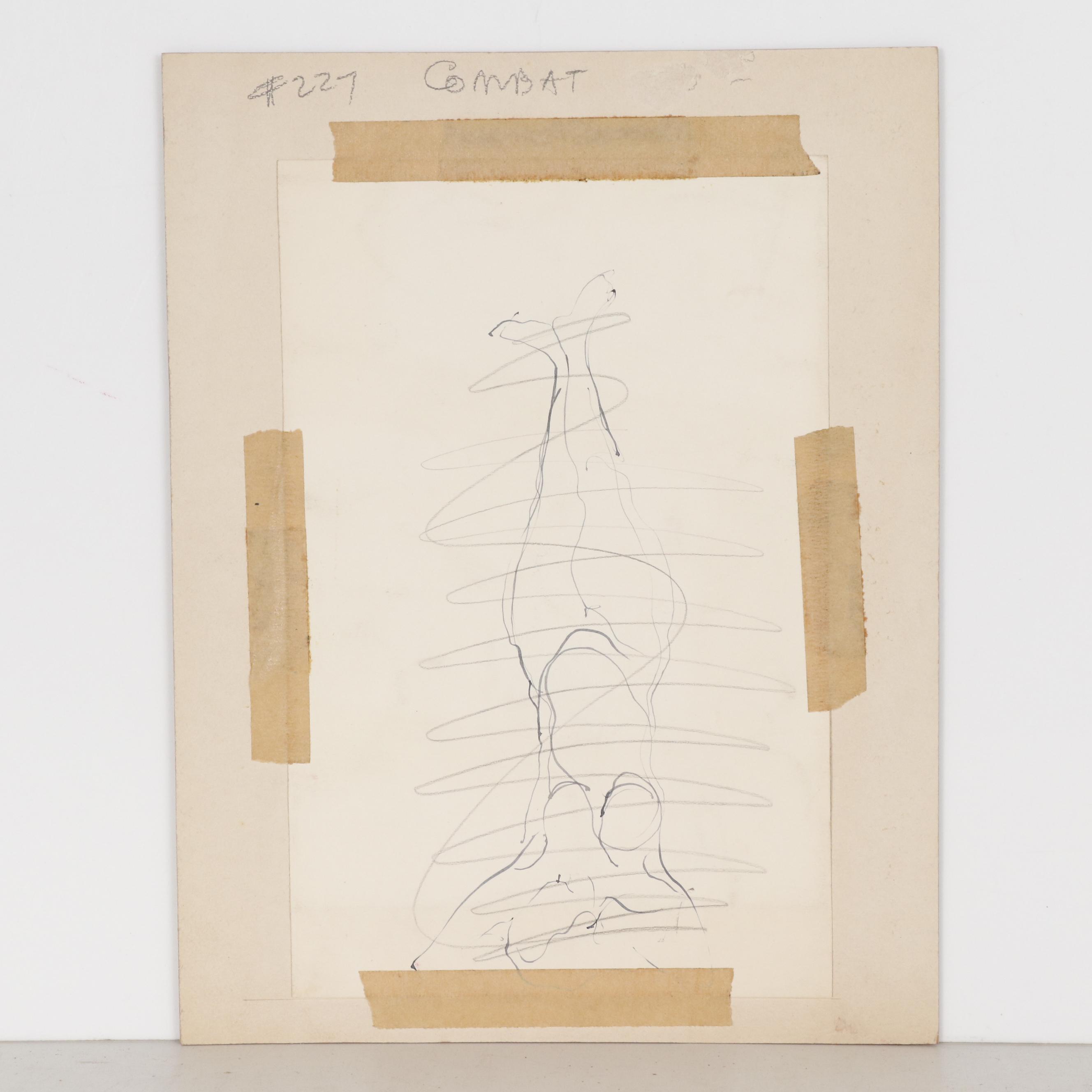 Leonard Maurer Abstract Watercolor Painting "Combat", 1948