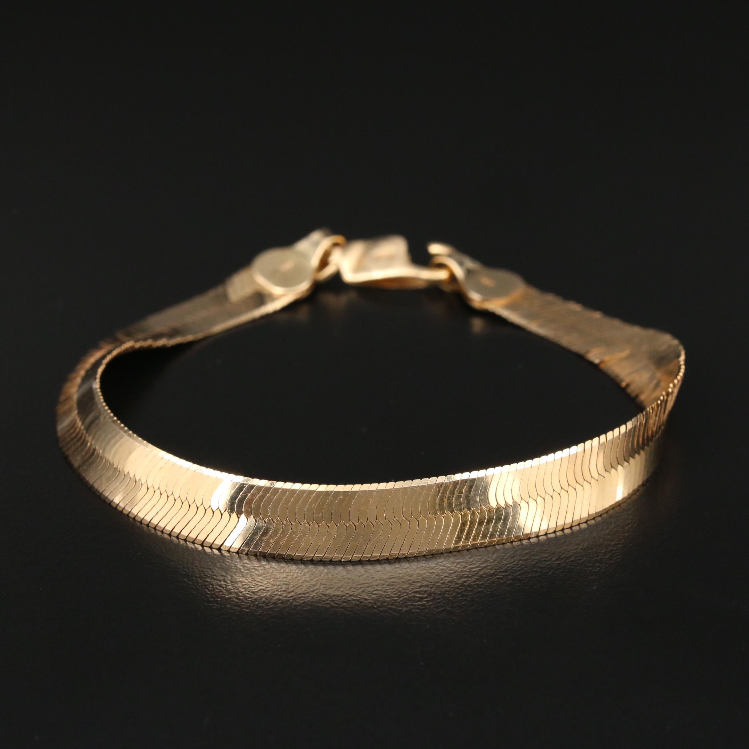 14K Gold Herringbone Bracelet