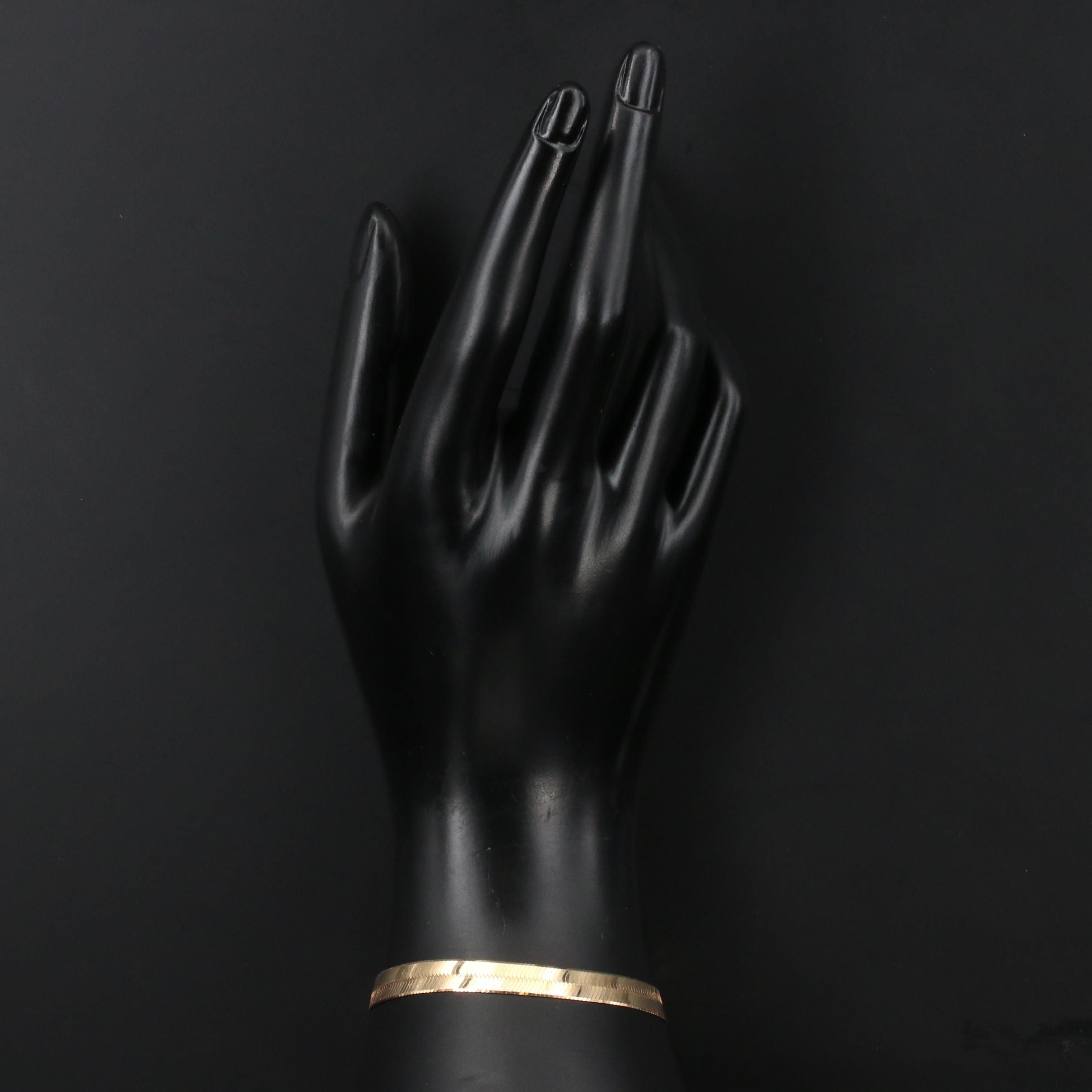 14K Gold Herringbone Bracelet