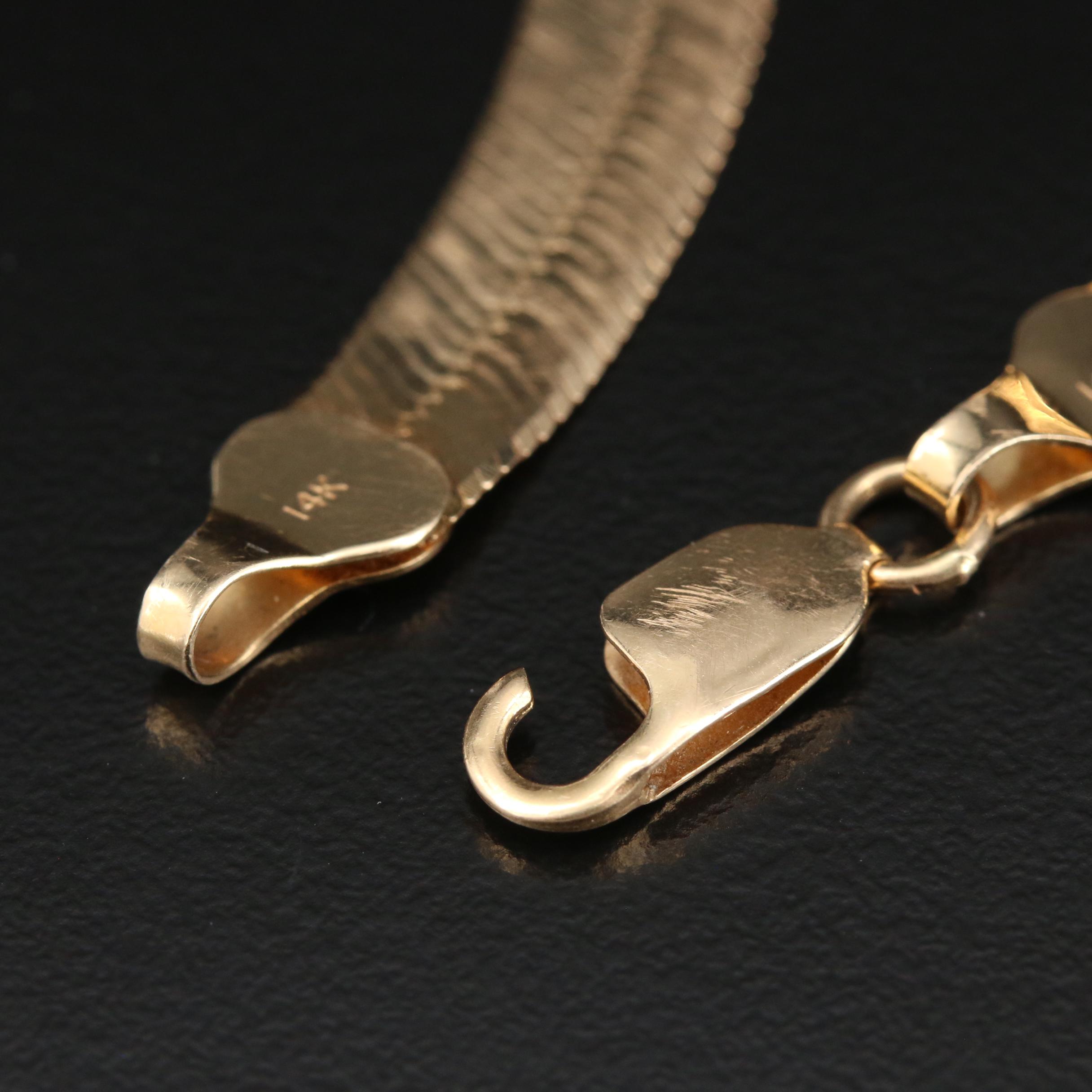 14K Gold Herringbone Bracelet