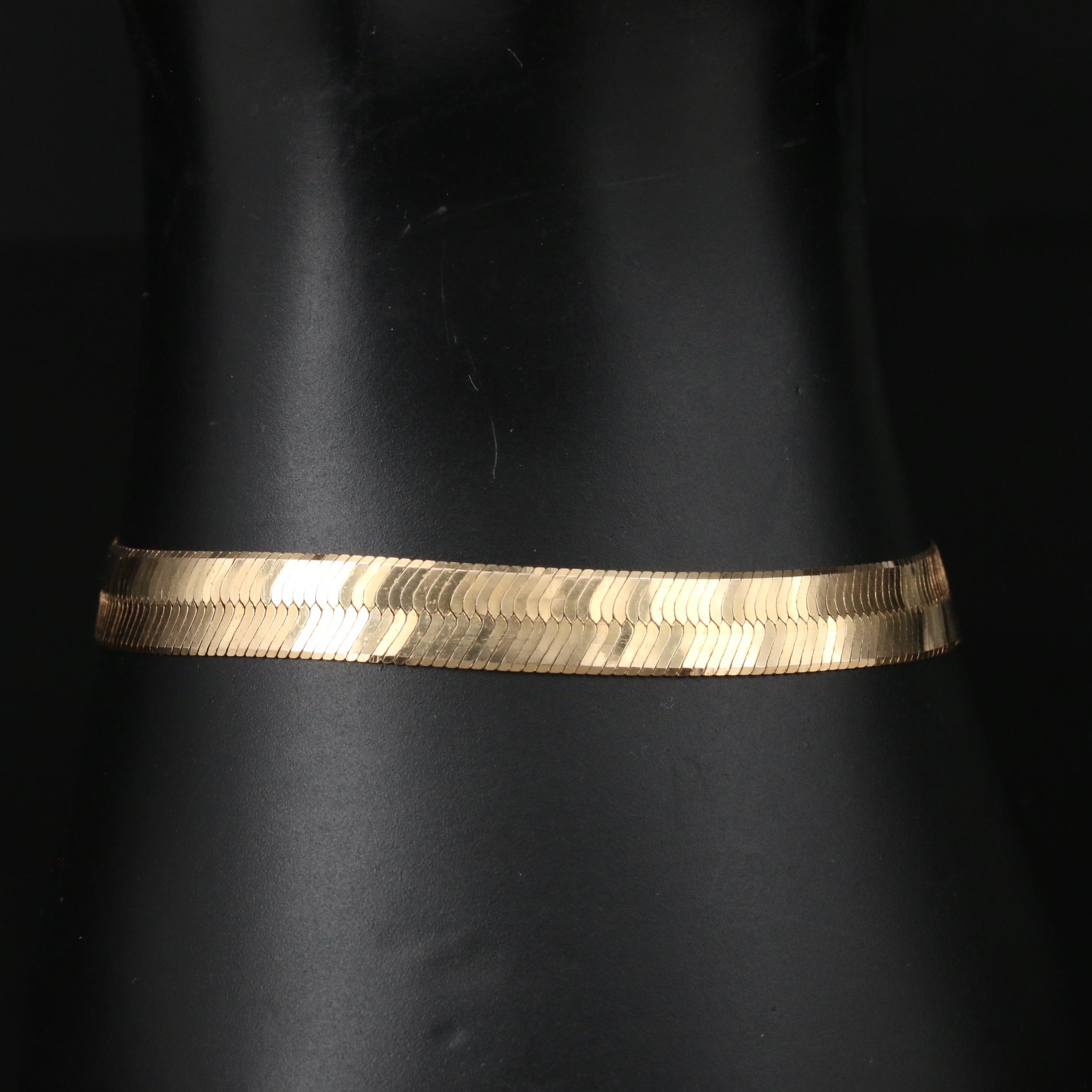 14K Gold Herringbone Bracelet