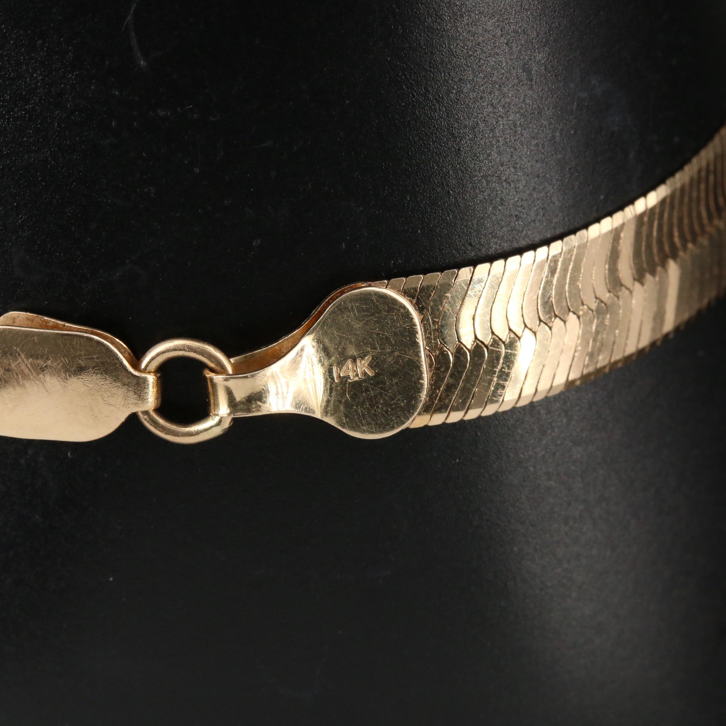 14K Gold Herringbone Bracelet