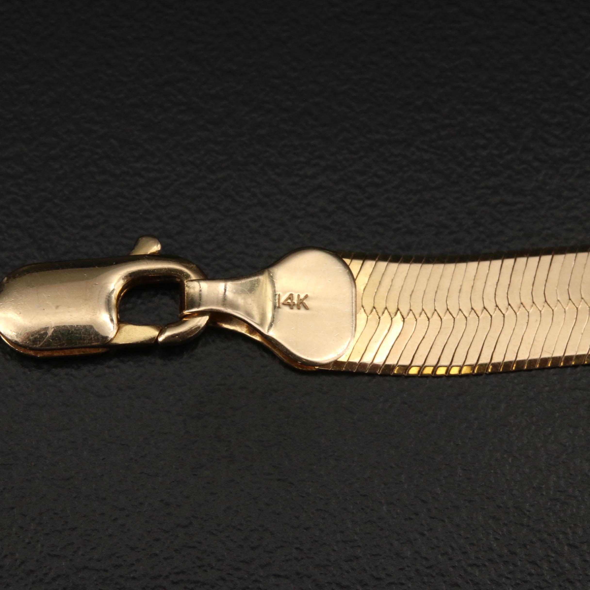 14K Gold Herringbone Chain Necklace