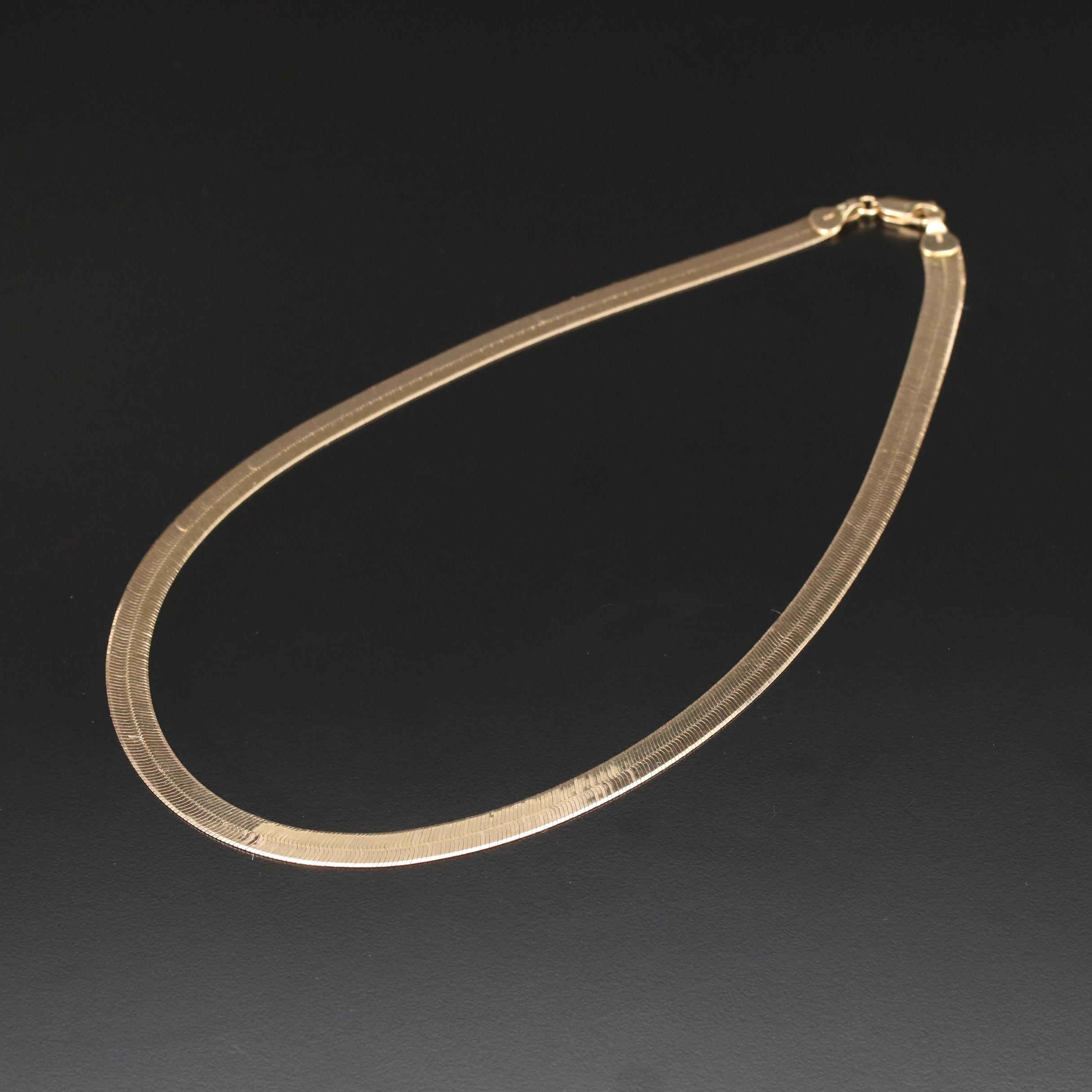 14K Gold Herringbone Chain Necklace