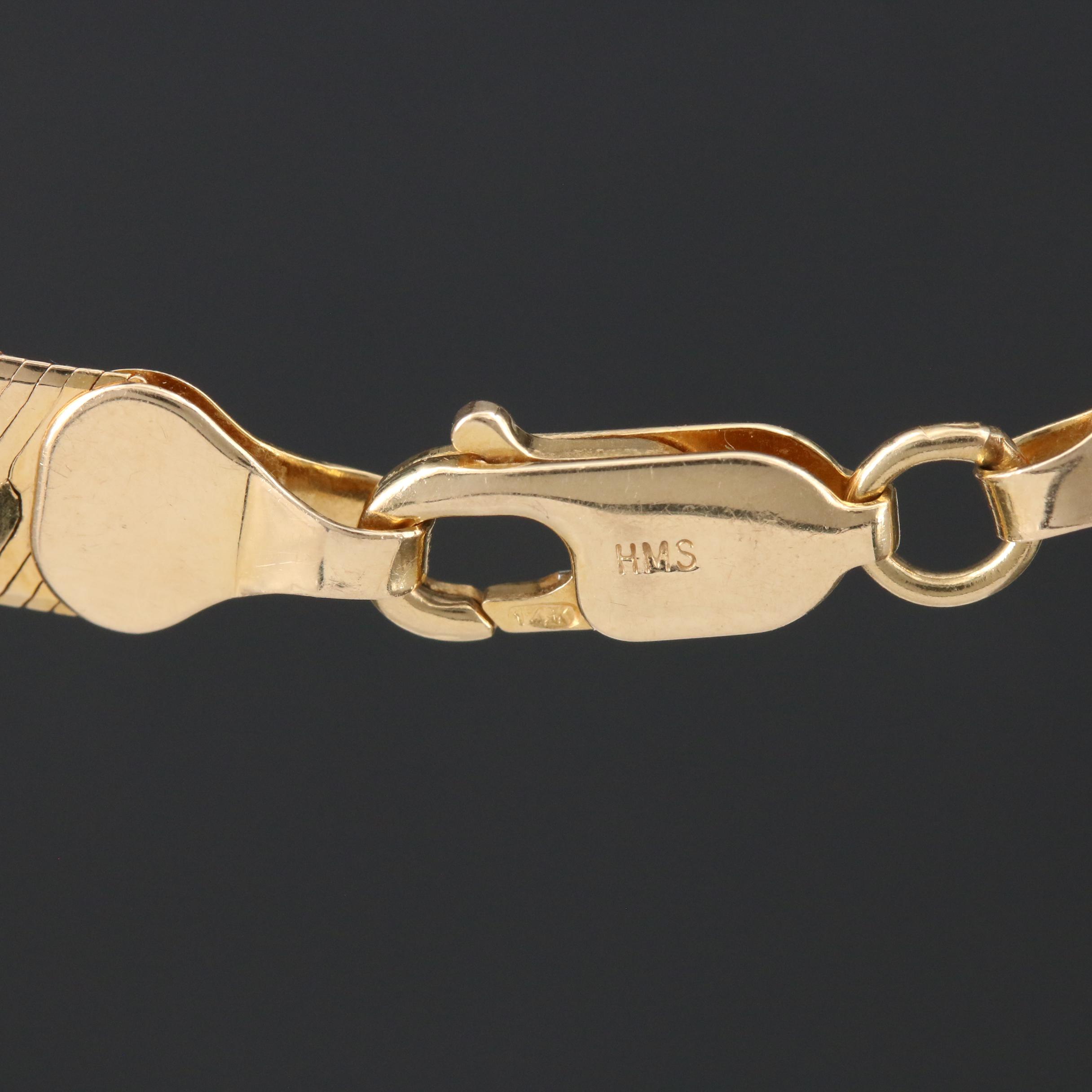 14K Gold Herringbone Chain Necklace