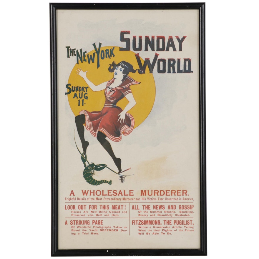 "The New York Sunday World" Newspaper Poster, 1895