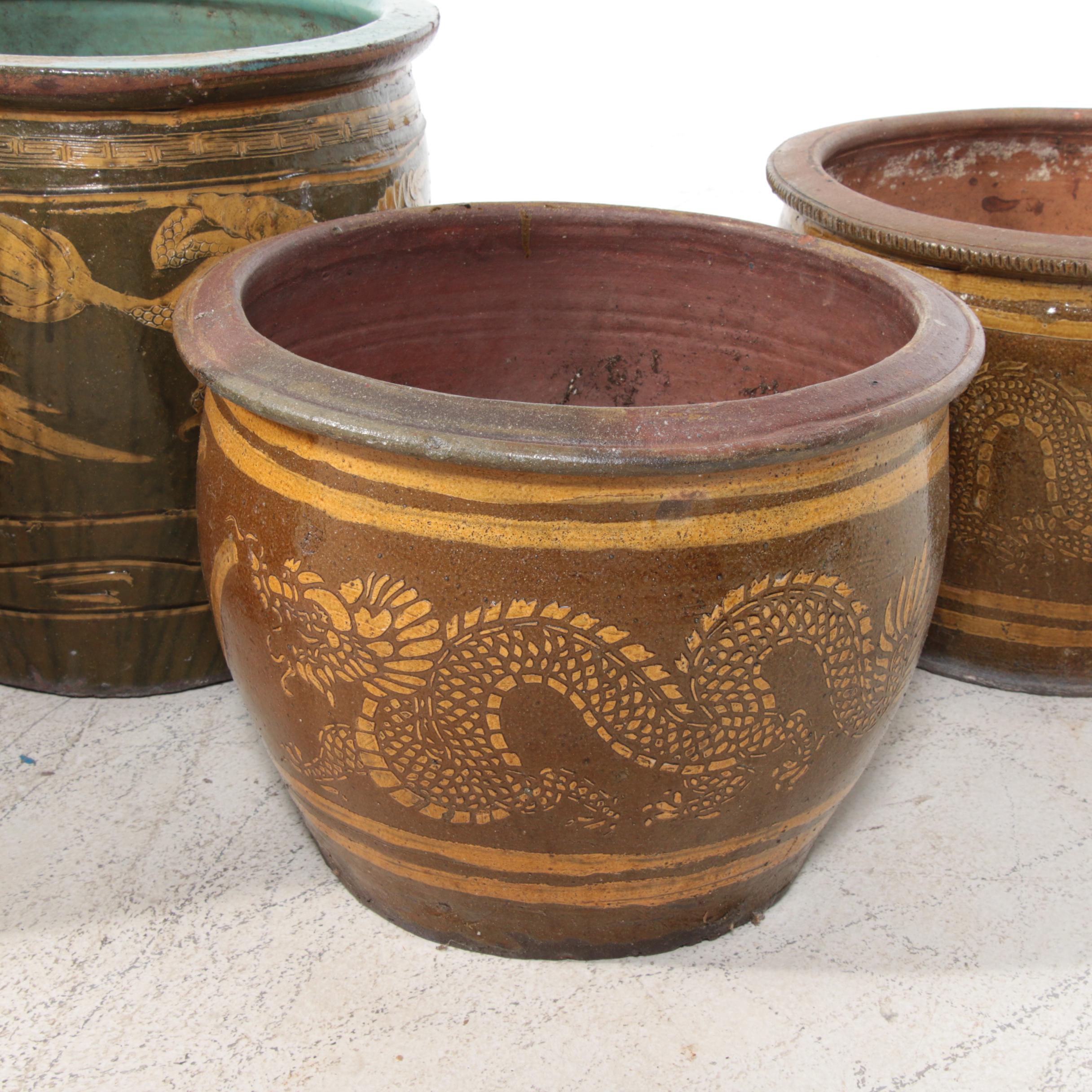 Chinese Dragon Egg Pot Earthenware Jardinières