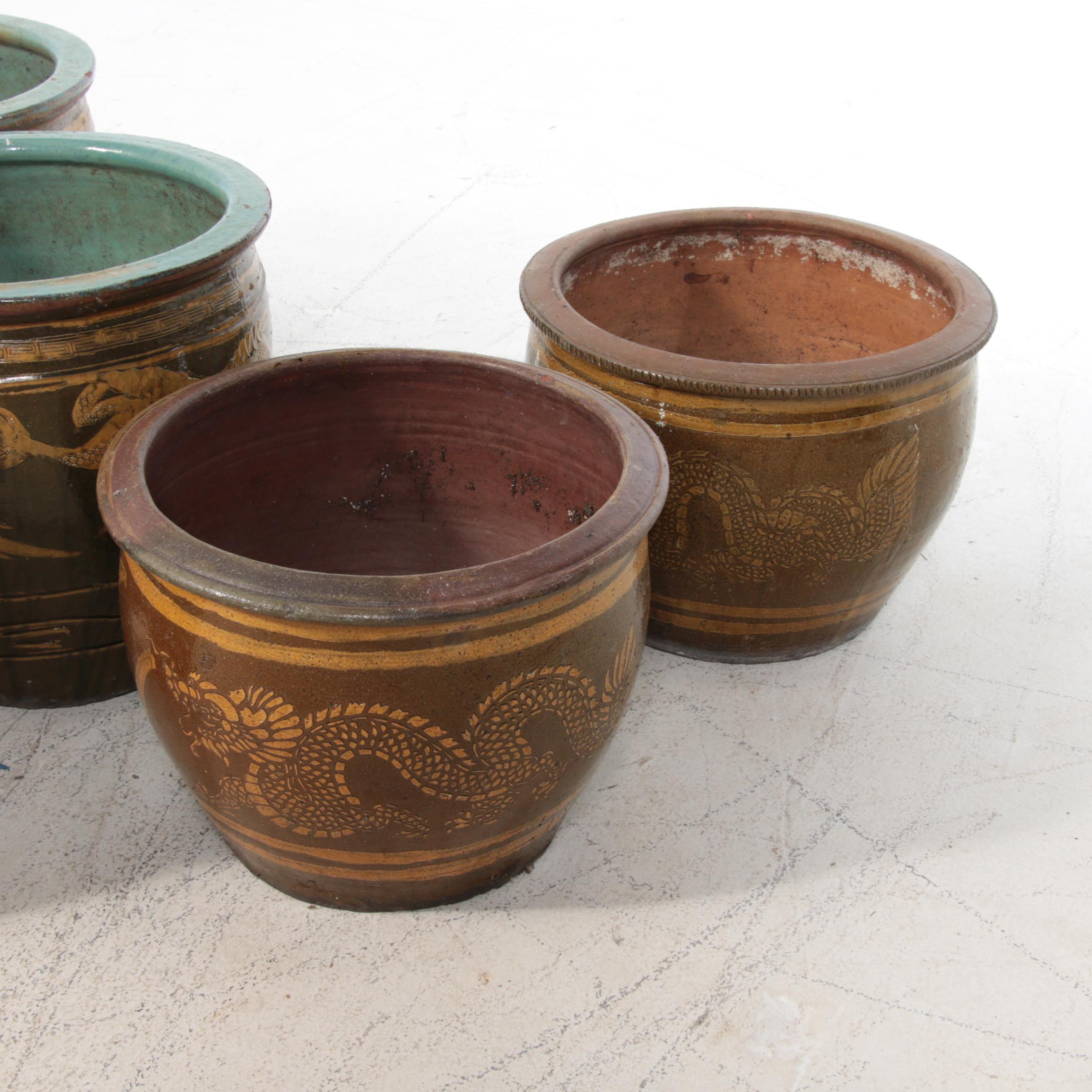 Chinese Dragon Egg Pot Earthenware Jardinières