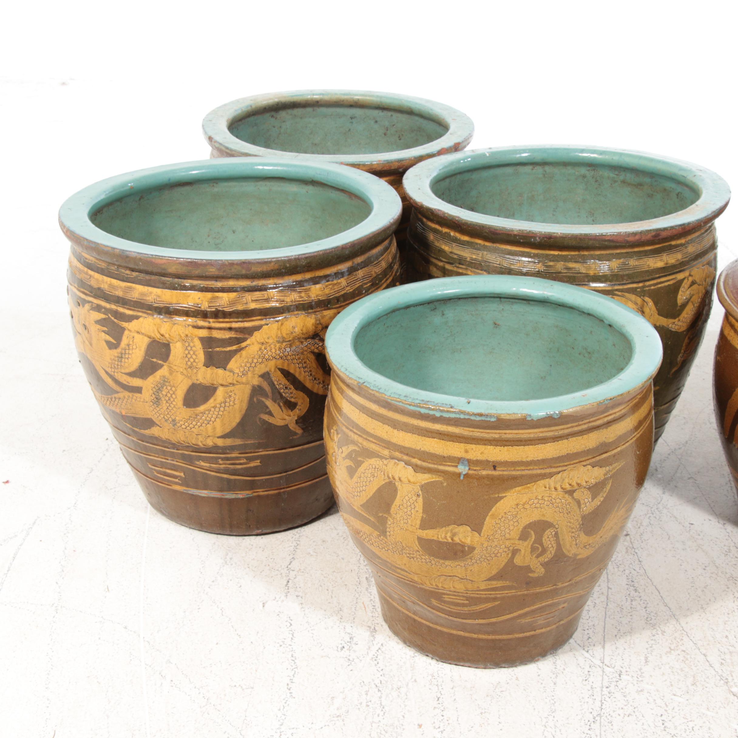 Chinese Dragon Egg Pot Earthenware Jardinières