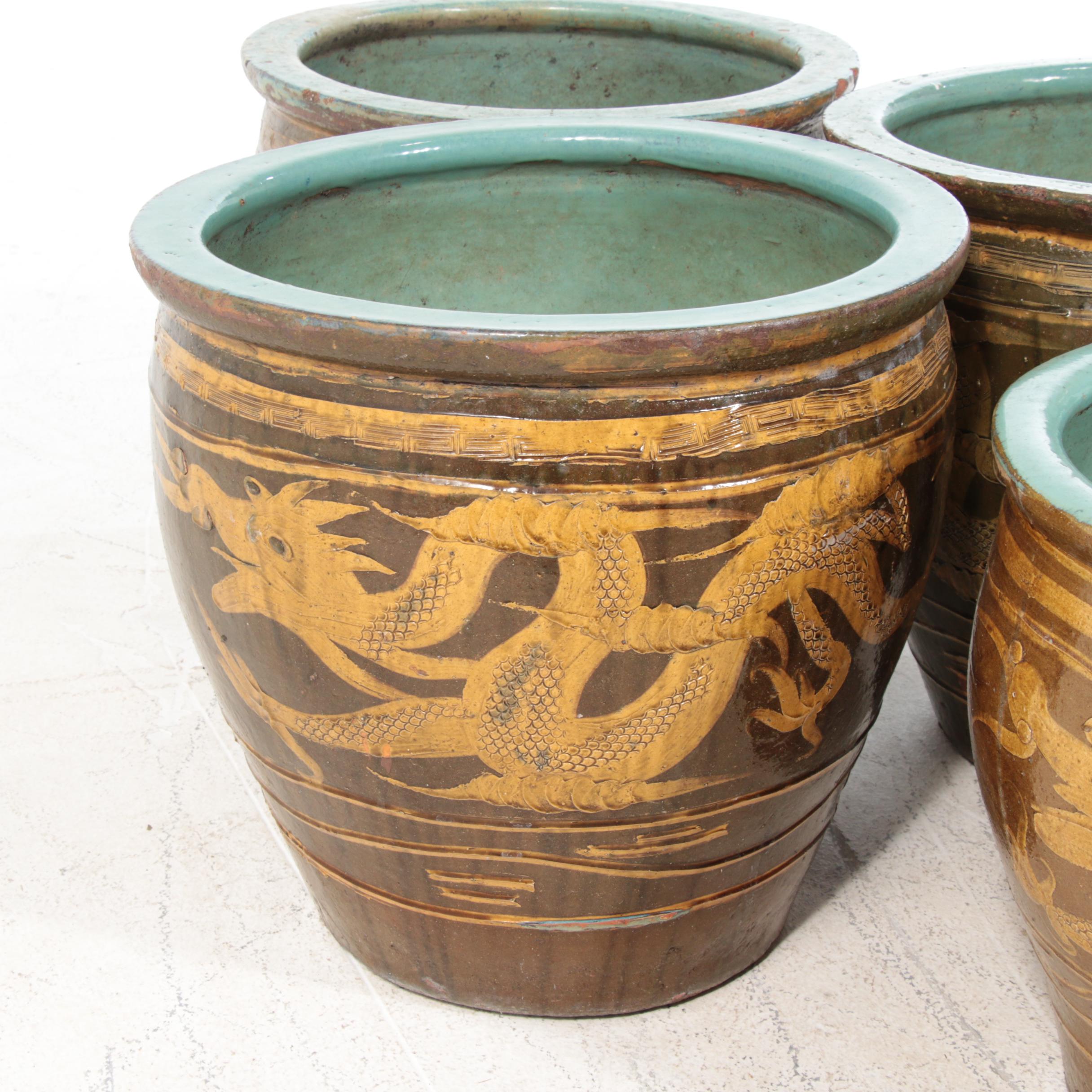 Chinese Dragon Egg Pot Earthenware Jardinières