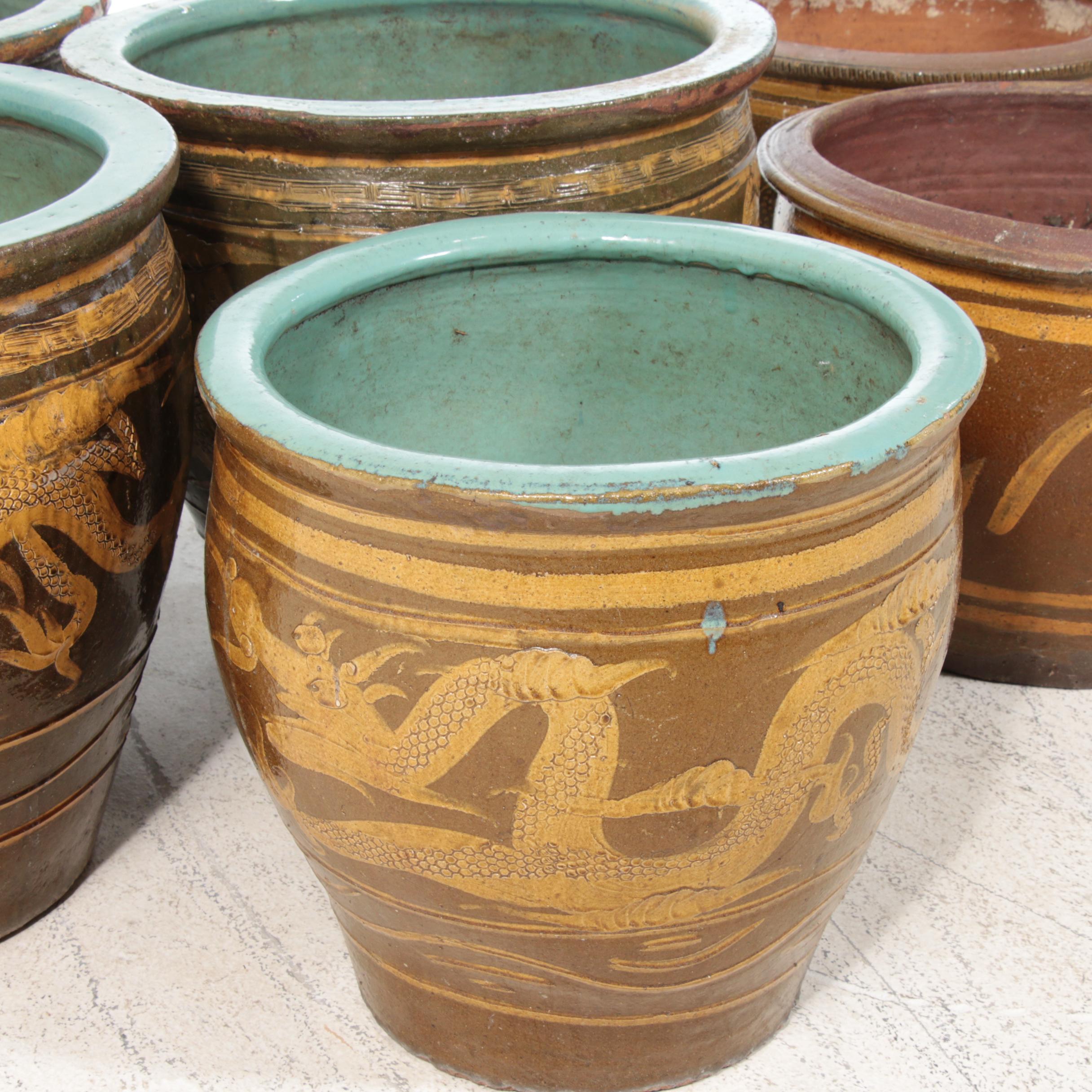 Chinese Dragon Egg Pot Earthenware Jardinières