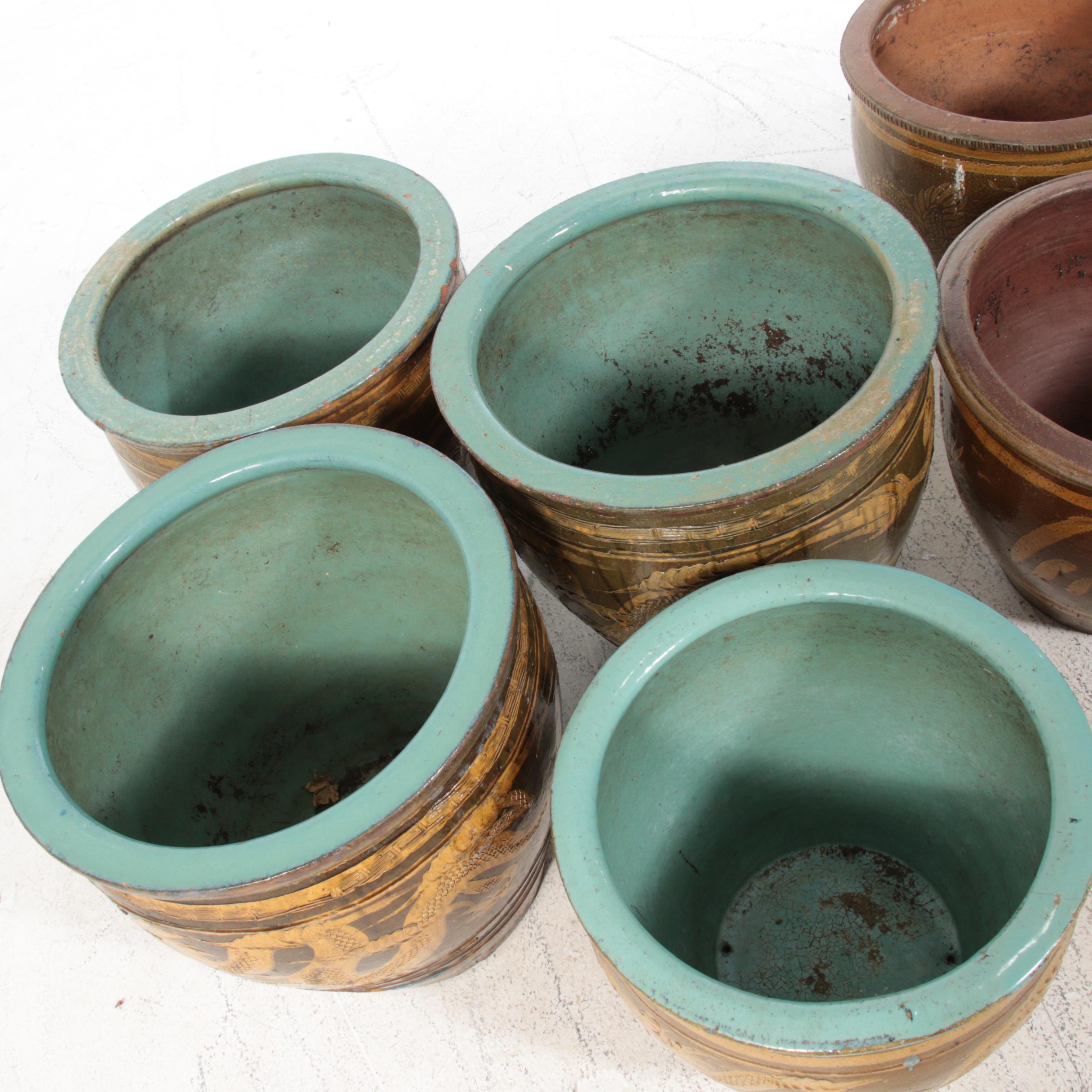 Chinese Dragon Egg Pot Earthenware Jardinières